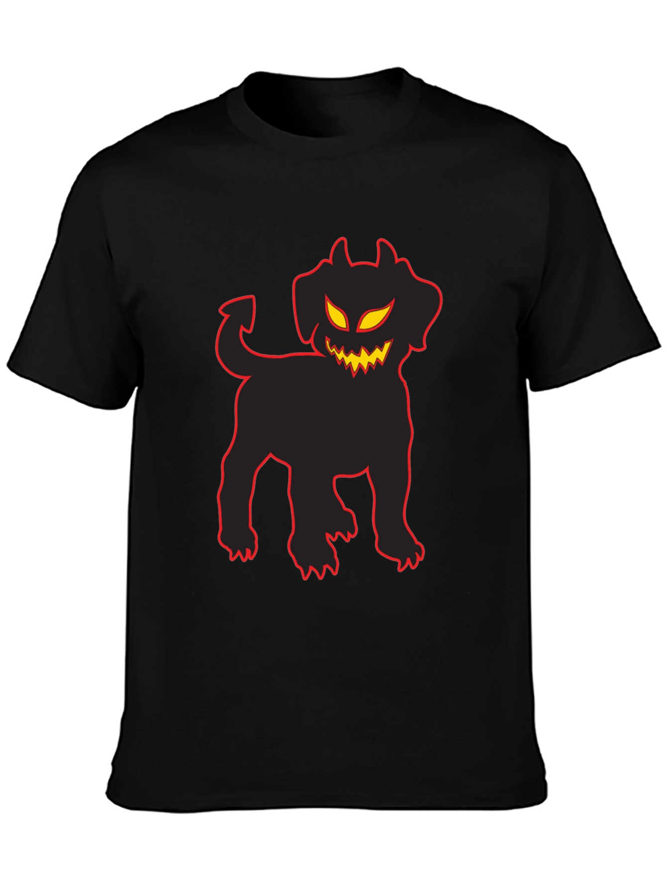 Camiseta Negra con Perro Diabólico Halloween