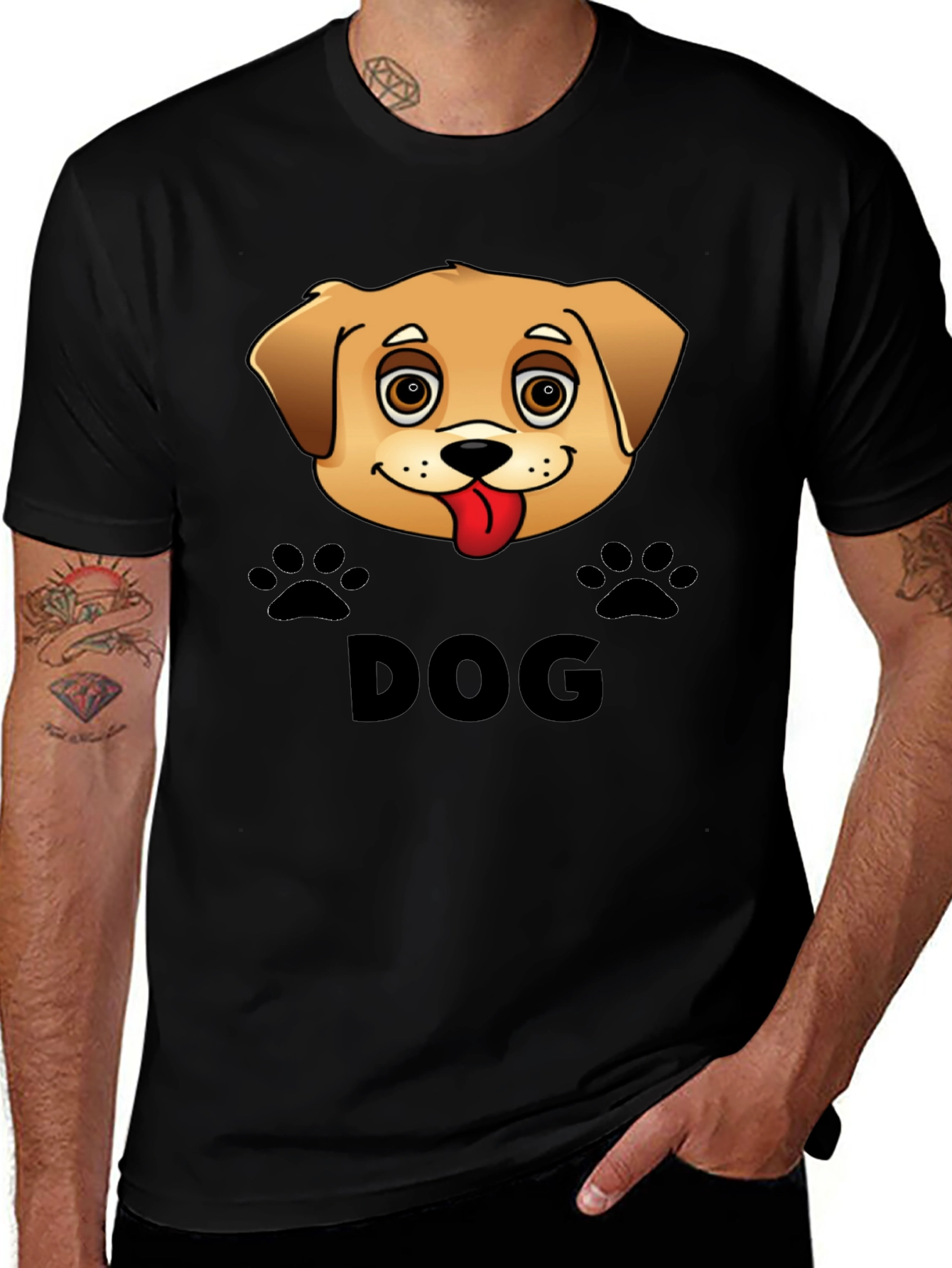 Camiseta Negra Diseño Perro Lindo