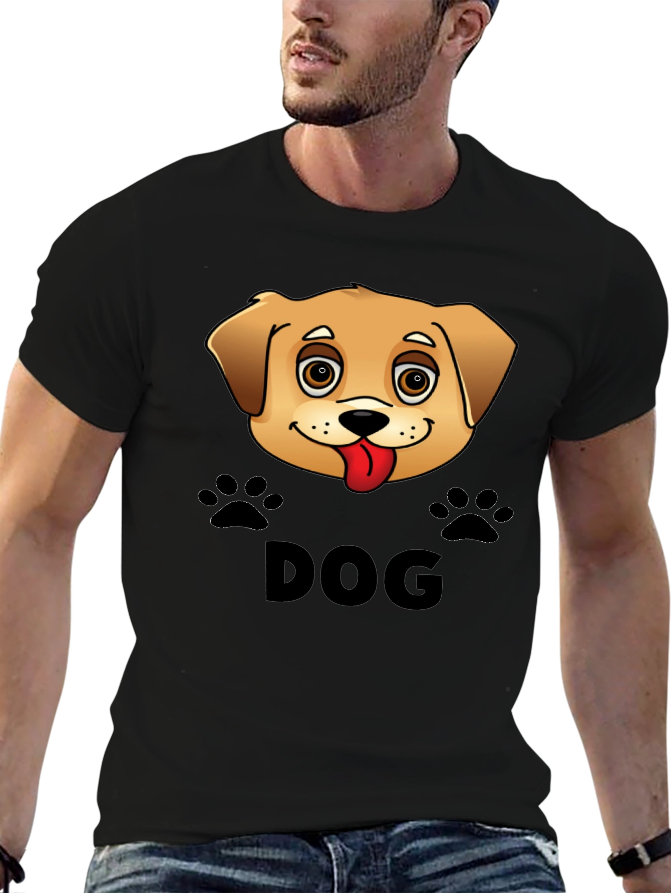 Camiseta Negra Diseño Perro Lindo
