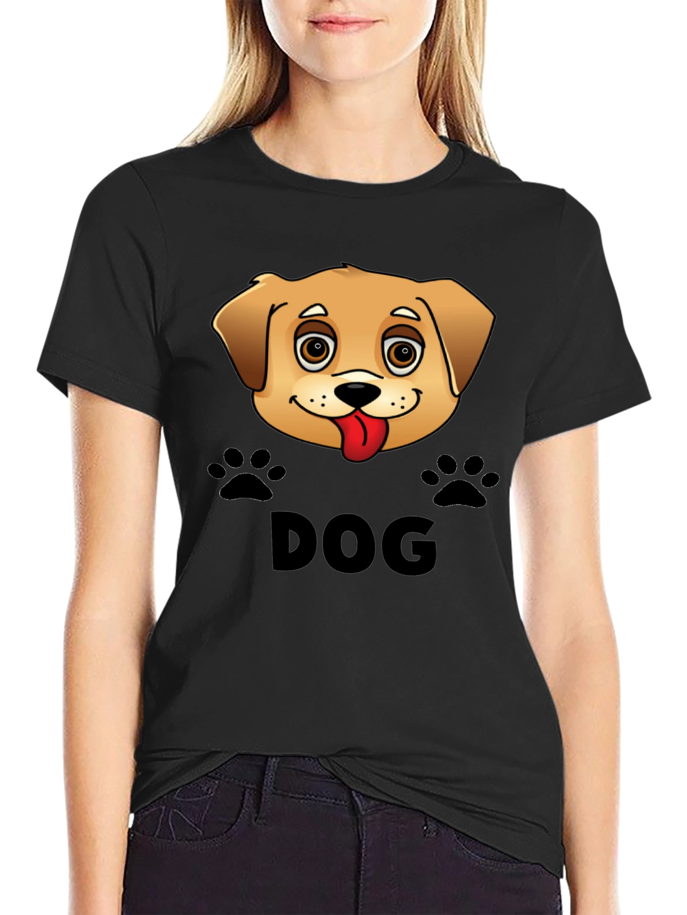 Camiseta Negra Diseño Perro Lindo