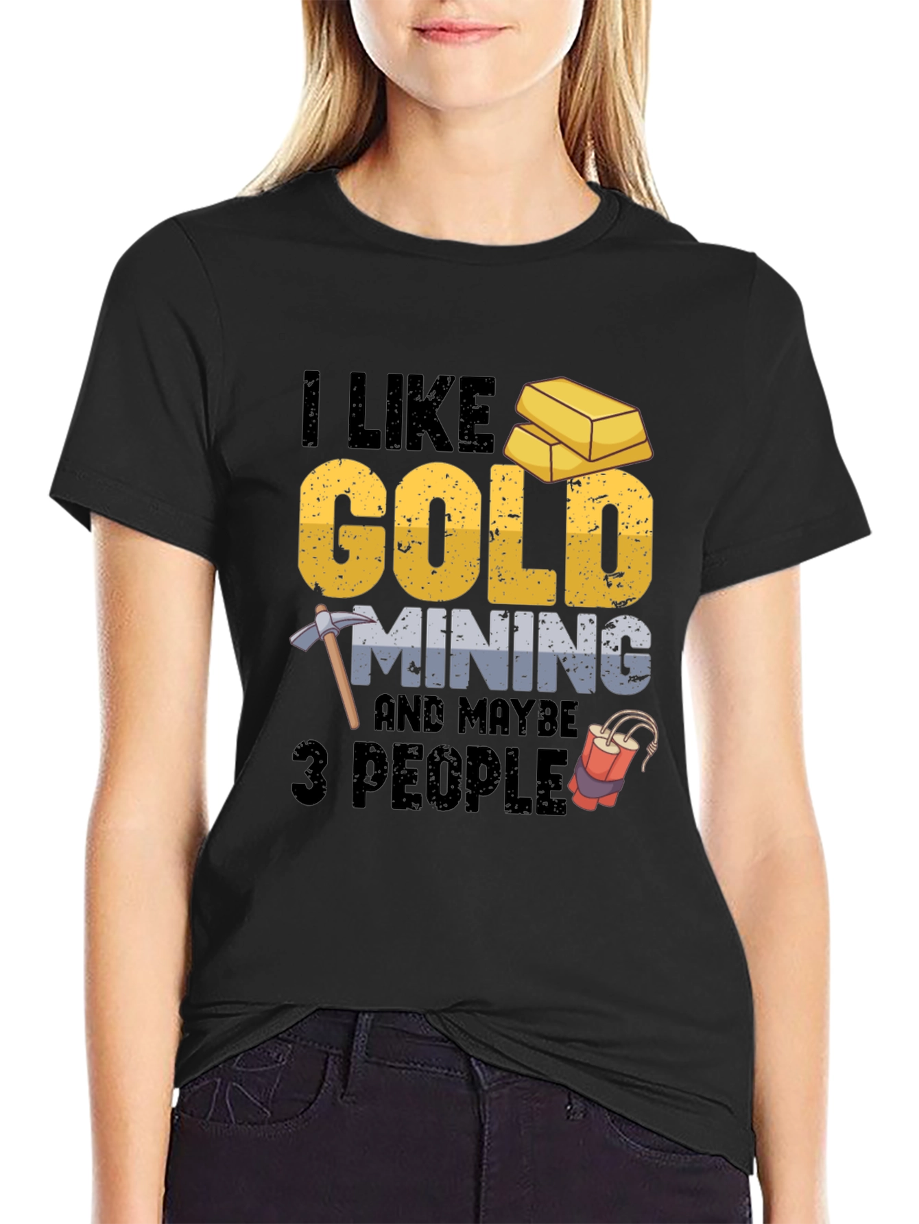 Camiseta Negra: Oro Minería y Humor
