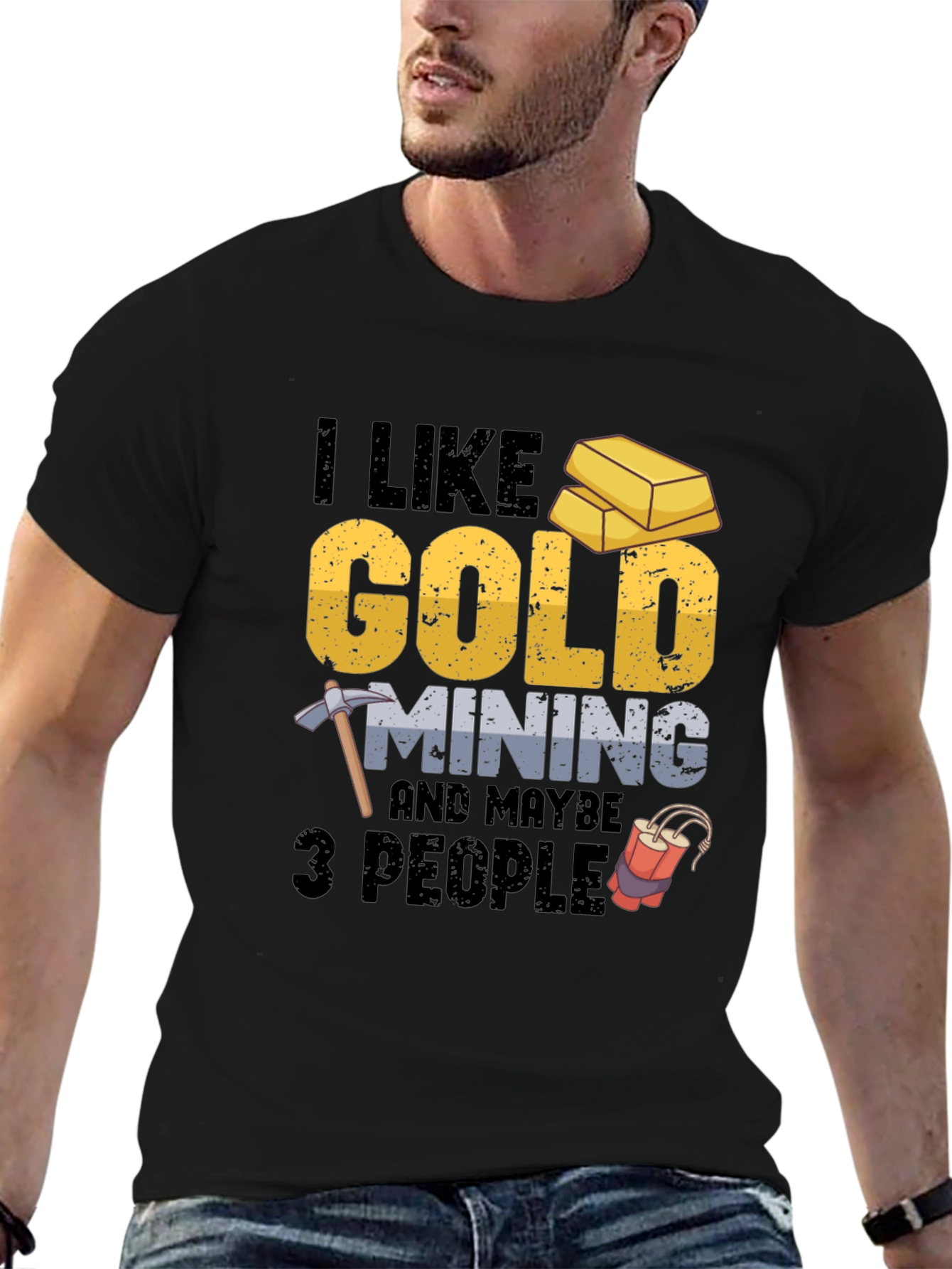 Camiseta Negra: Oro Minería y Humor