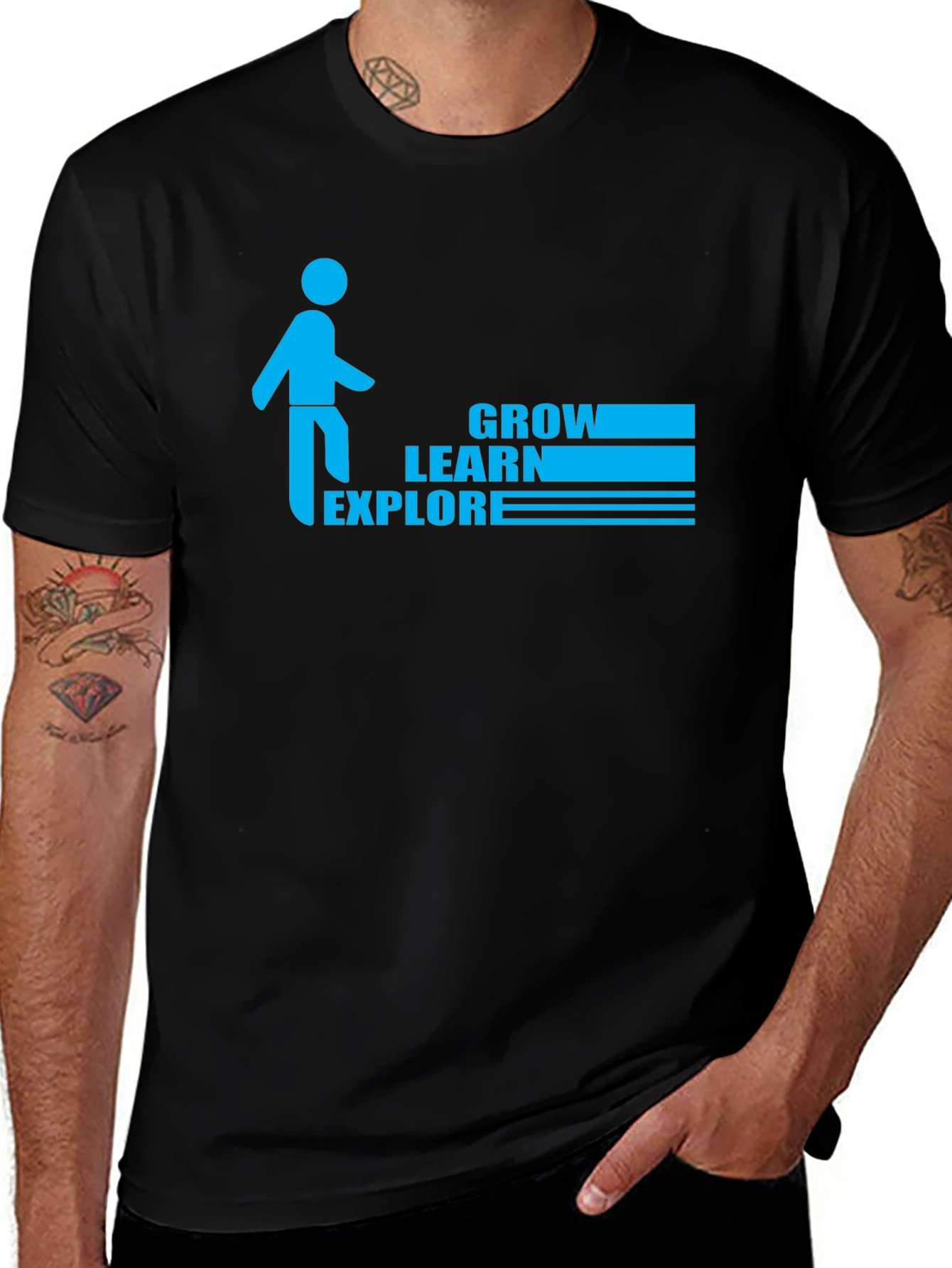Camiseta Negra: Crece Aprende Explora