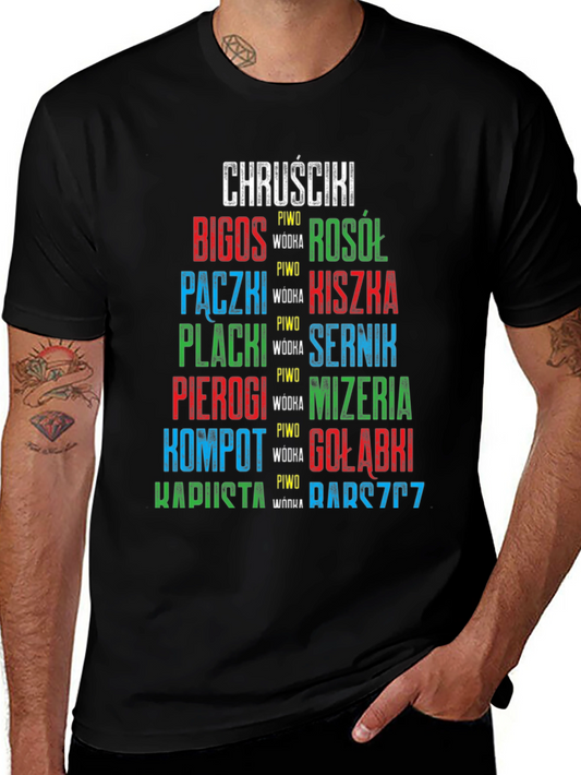Camiseta Negra con Diseño de Comida Polaca