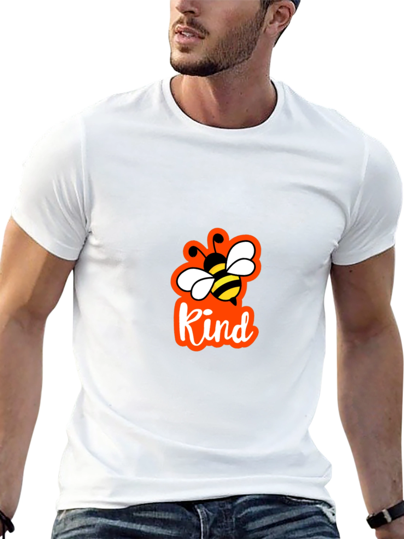 Camiseta Negra con Abeja y Letras Kind