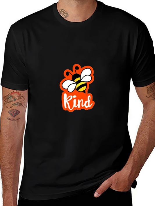 Camiseta Negra con Abeja y Letras Kind