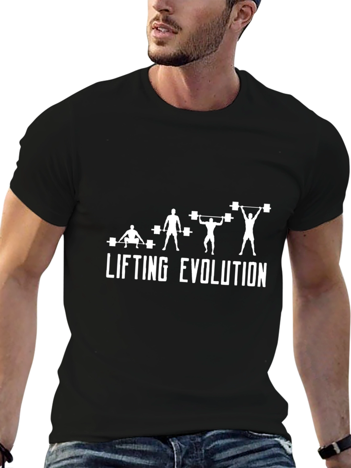 Camiseta Negra Evolución del Levantamiento para Gimnasio