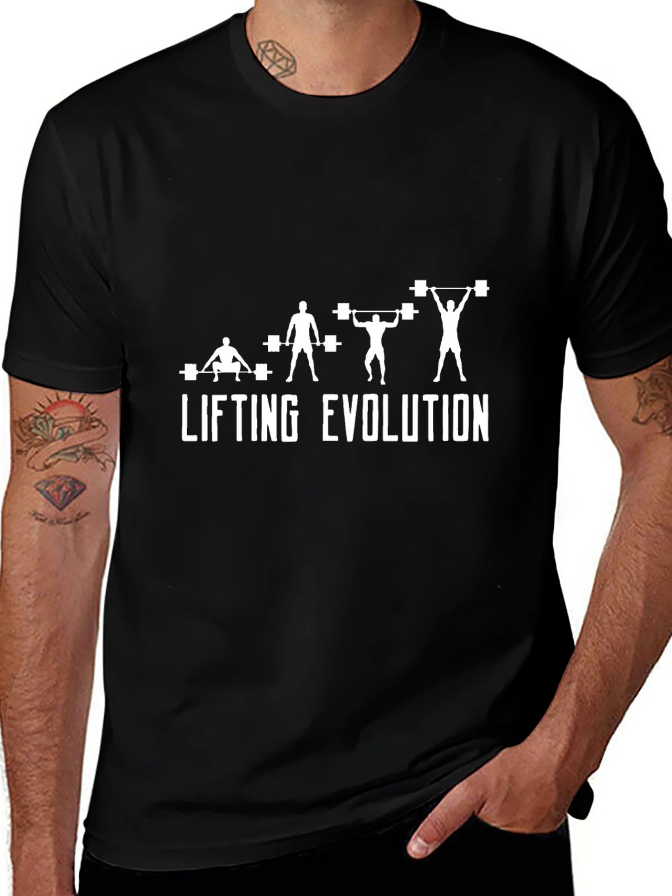 Camiseta Negra Evolución del Levantamiento para Gimnasio