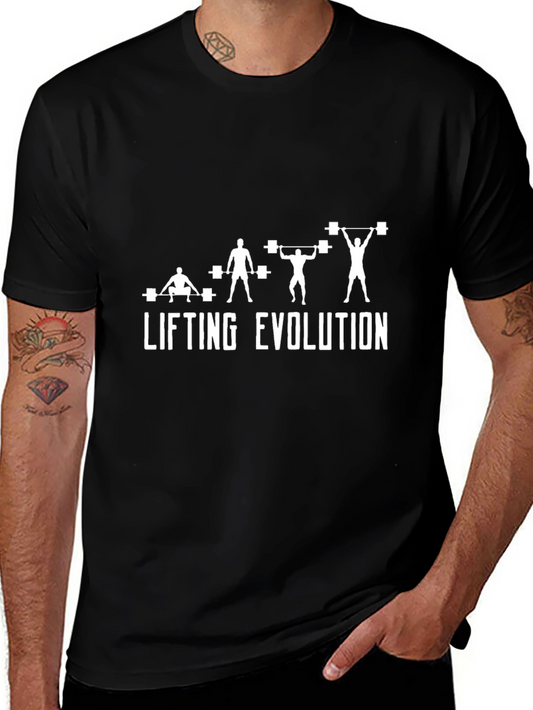 Camiseta Negra Evolución del Levantamiento para Gimnasio