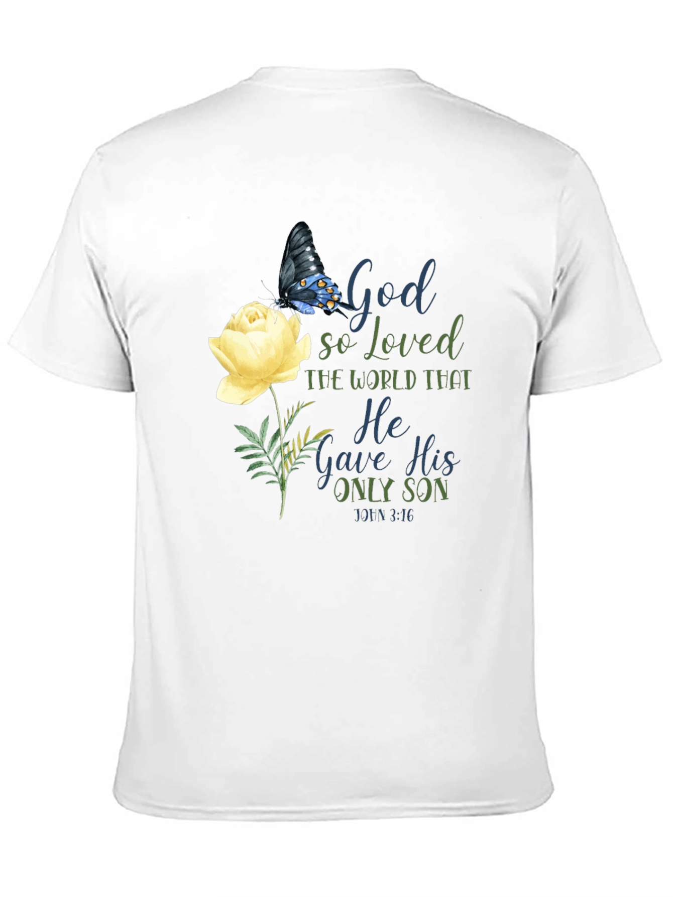 Camiseta Negra con Diseño Floral y Mensaje Religioso