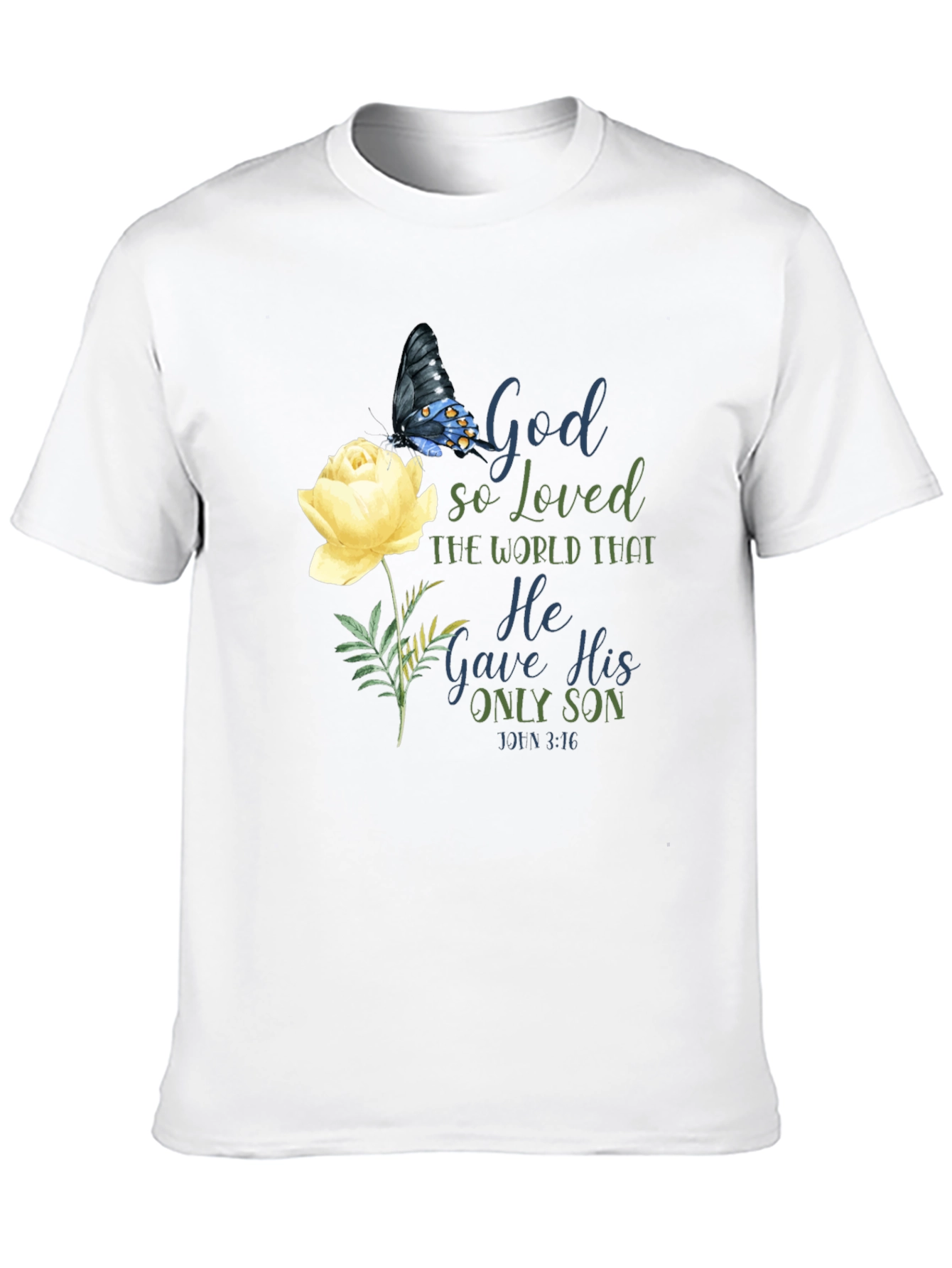 Camiseta Negra con Diseño Floral y Mensaje Religioso