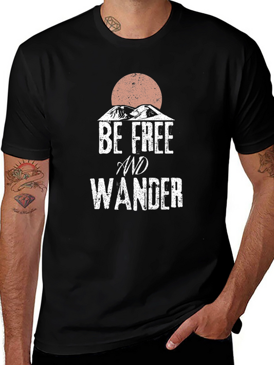 Camiseta Negra Be Free and Wander para Aventureros