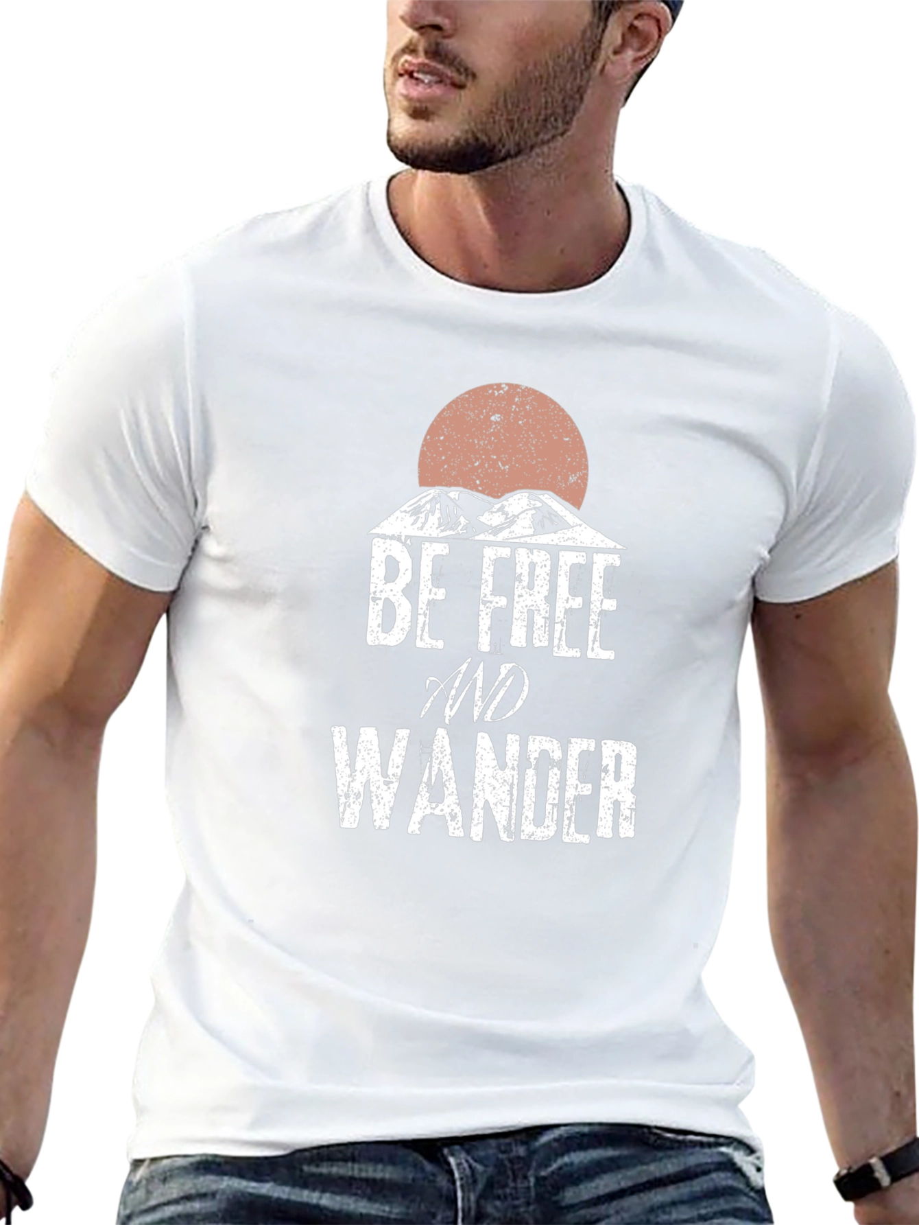 Camiseta Negra Be Free and Wander para Aventureros