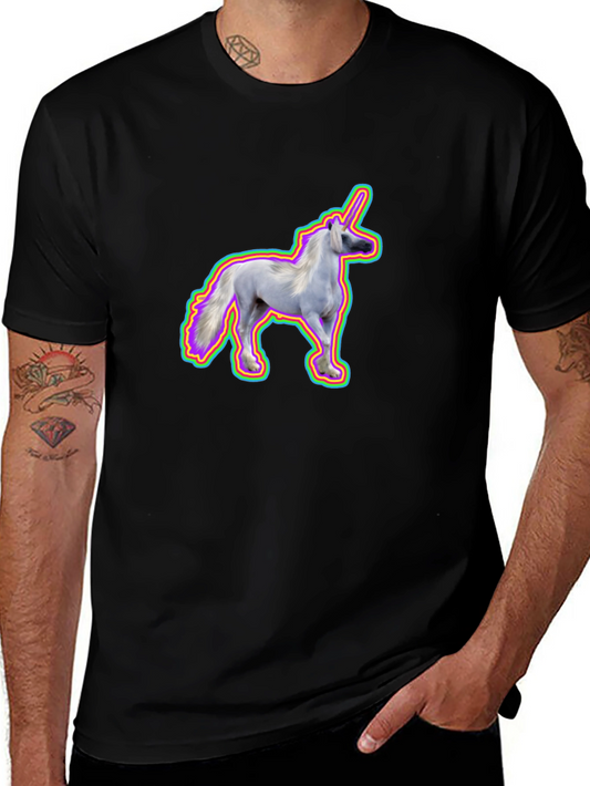 Camiseta Negra con Diseño de Unicornio Neon