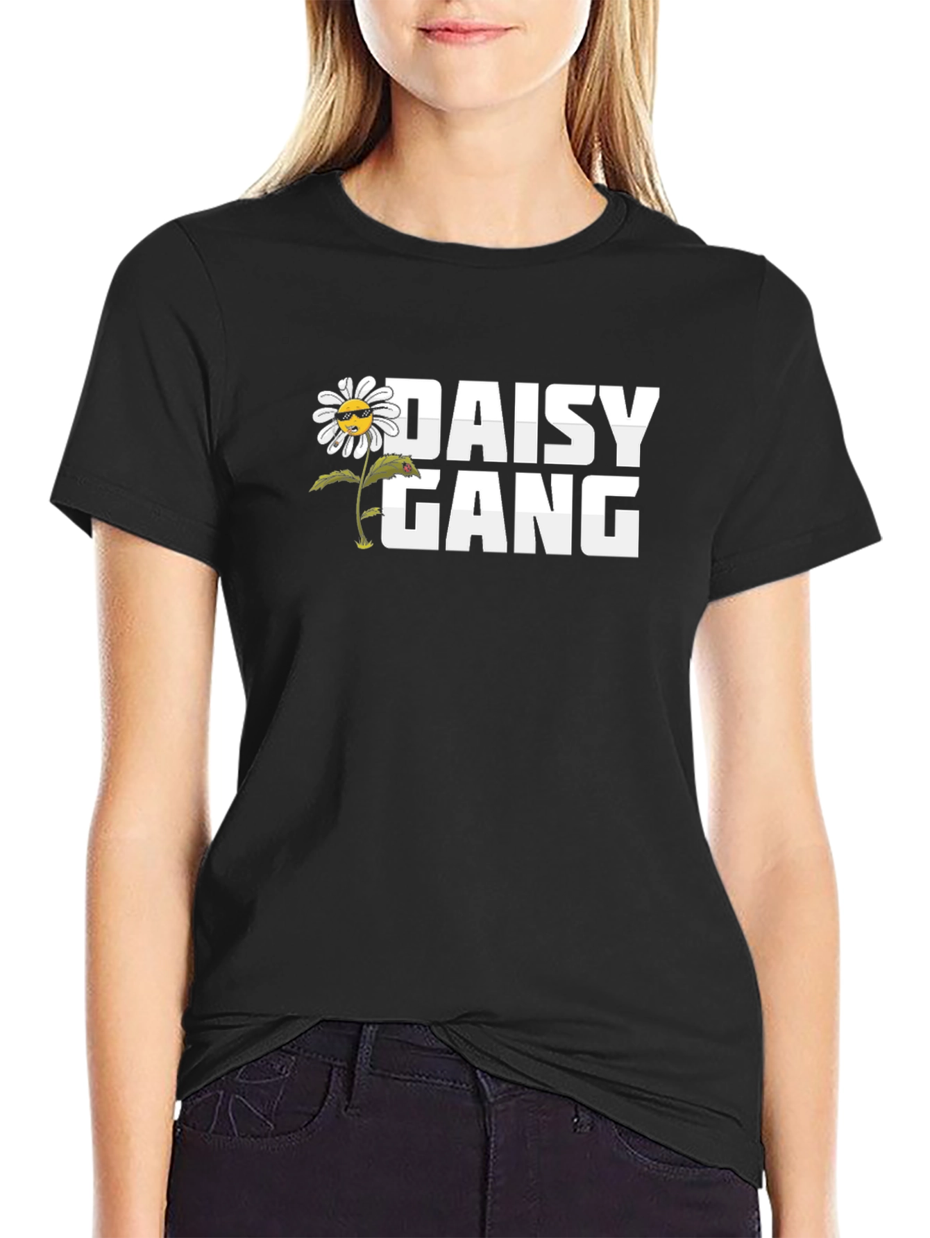 Camiseta Negra Daisy Gang - Estilo Urbano