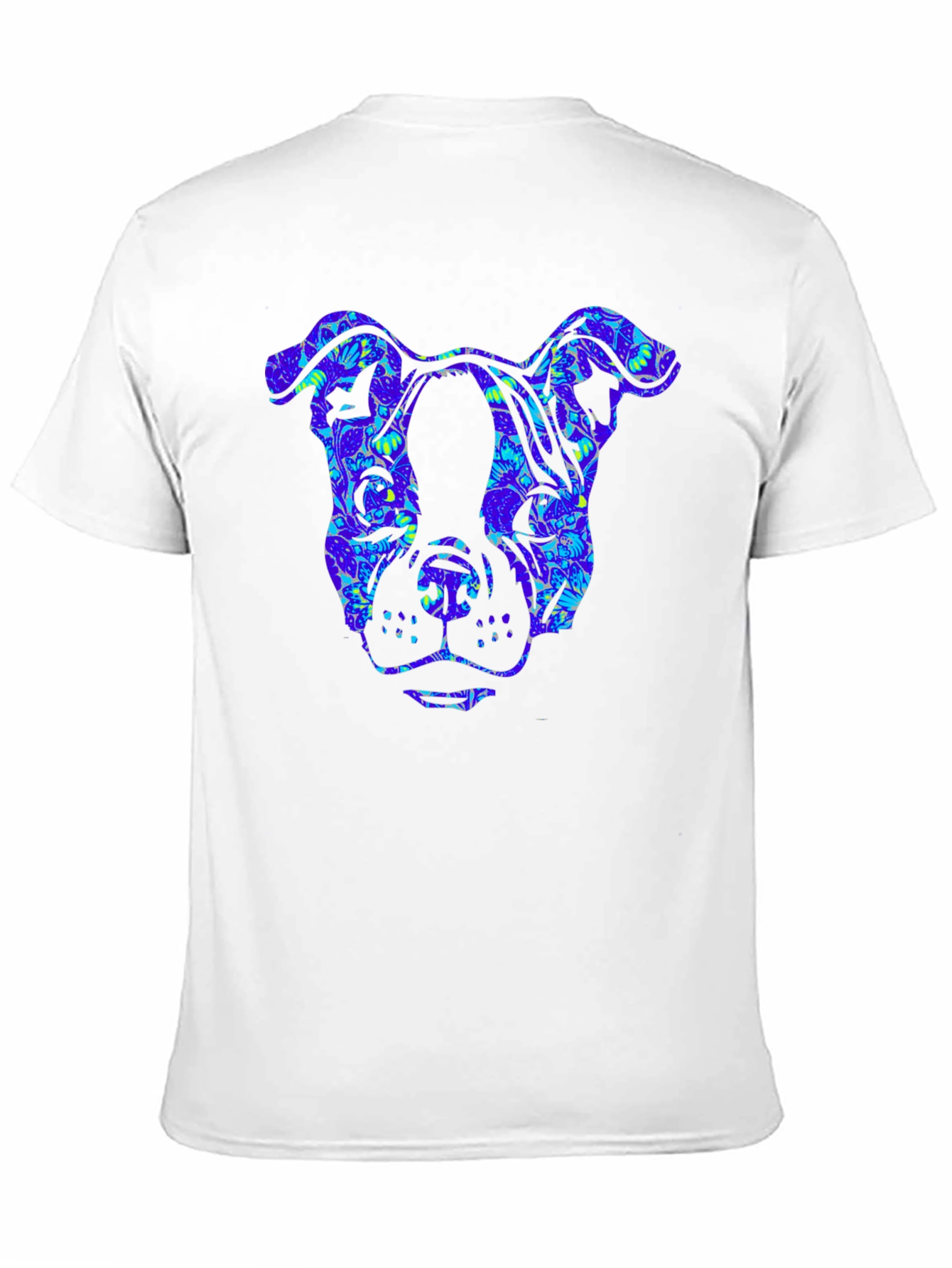 Camiseta Negra Estampado Cabeza de Perro Floral