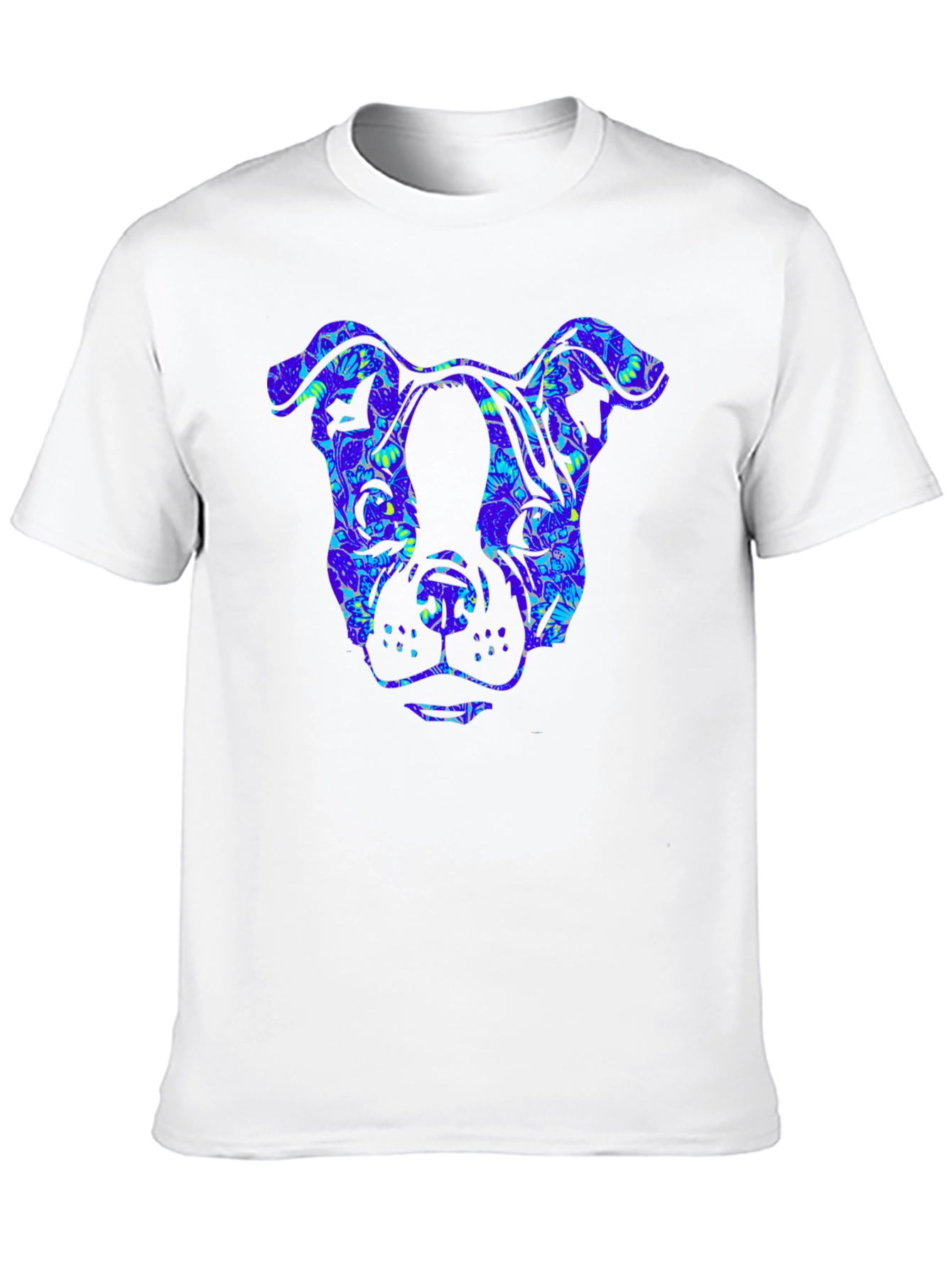 Camiseta Negra Estampado Cabeza de Perro Floral