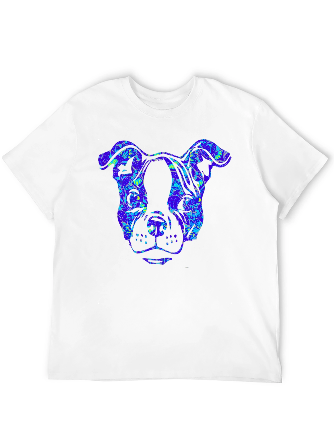 Camiseta Negra Estampado Cabeza de Perro Floral