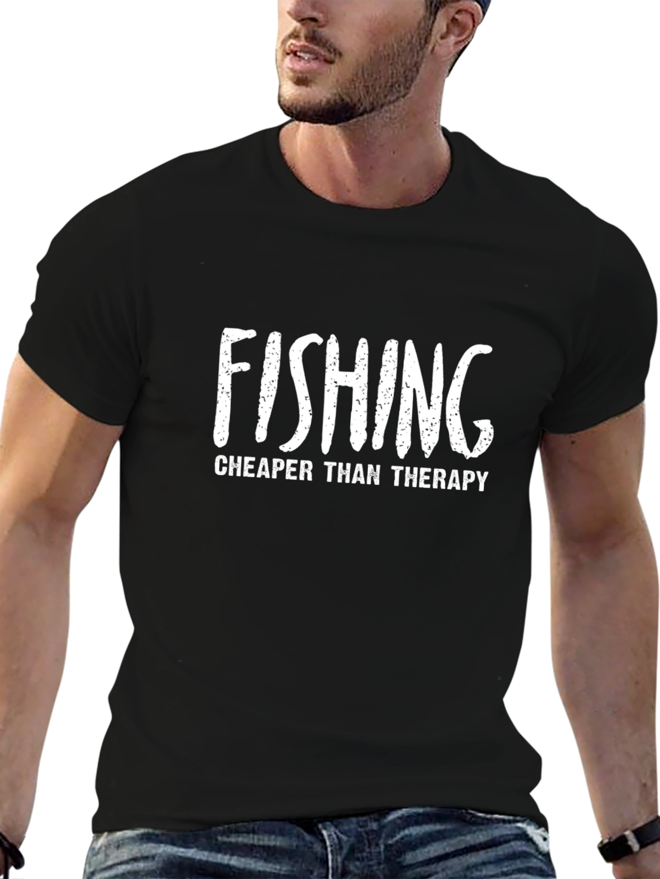 Camiseta Negra con Mensaje de Pesca Divertido