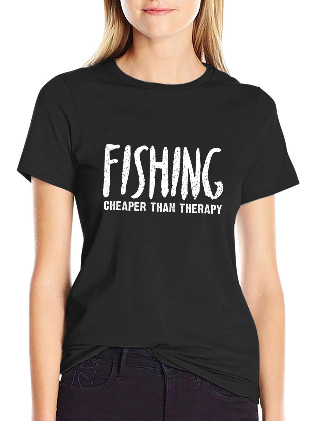 Camiseta Negra con Mensaje de Pesca Divertido