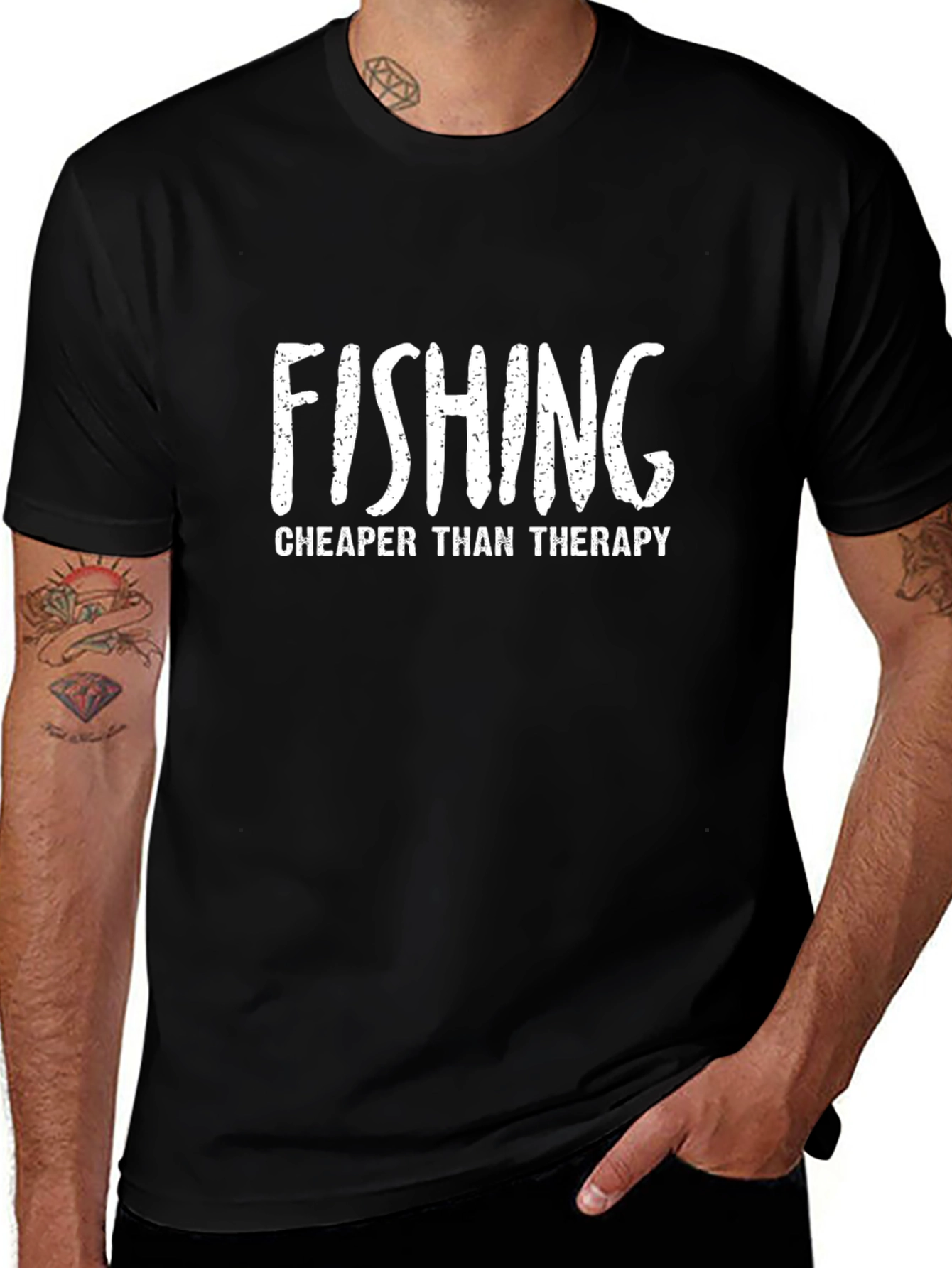 Camiseta Negra con Mensaje de Pesca Divertido