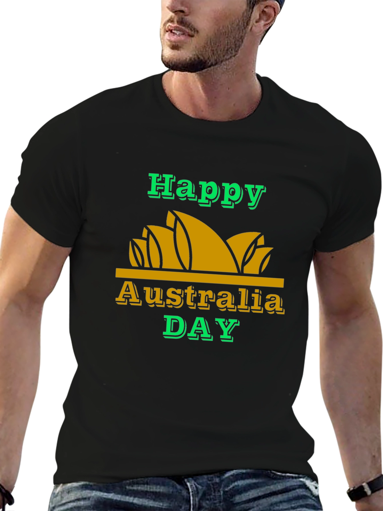 Camiseta Negra Feliz Día de Australia
