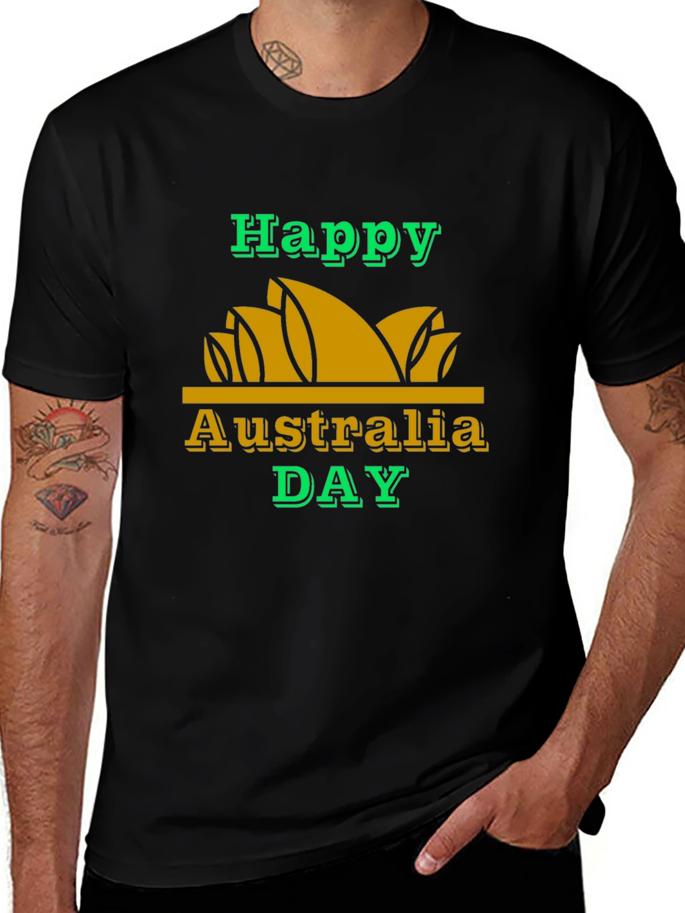 Camiseta Negra Feliz Día de Australia