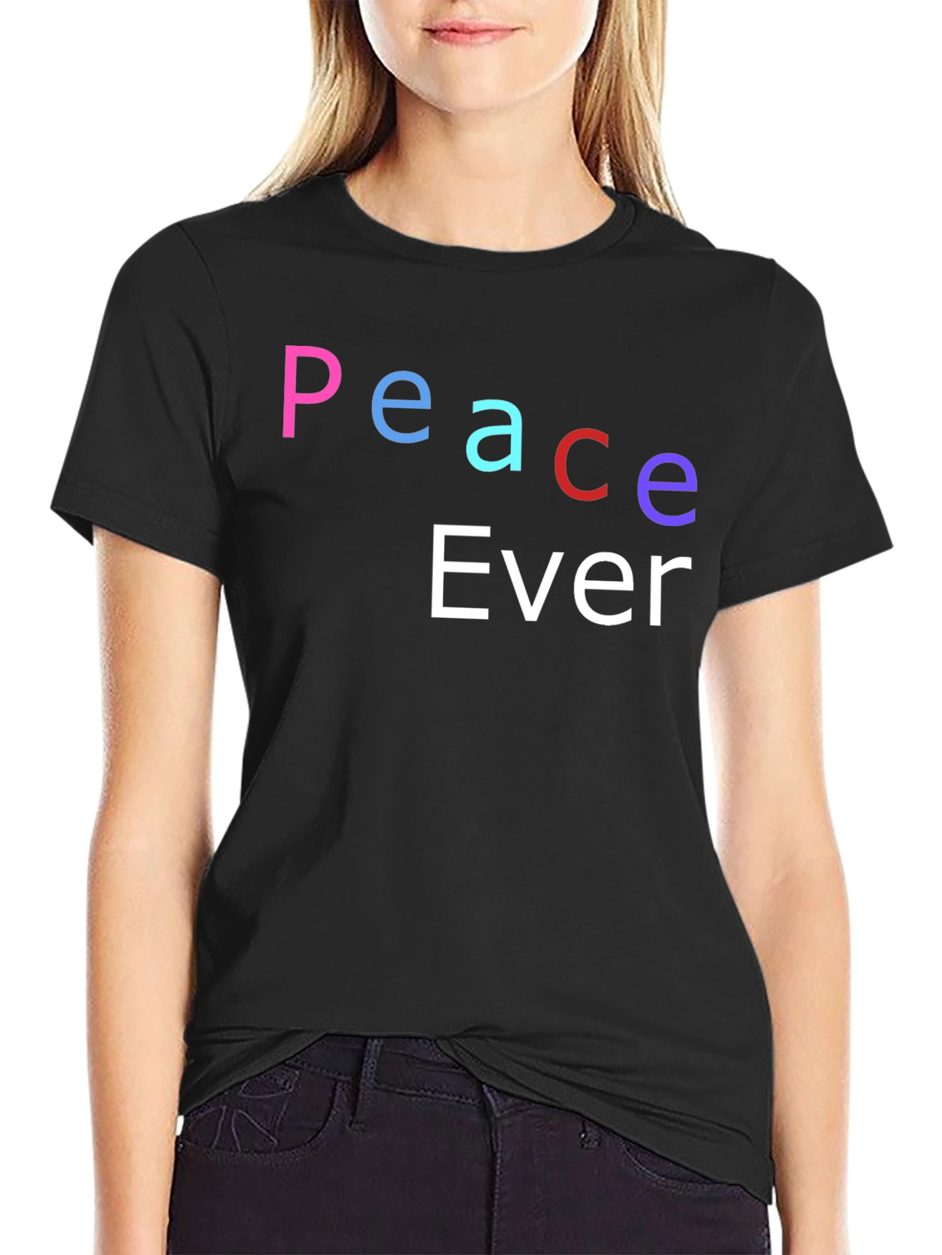 Camiseta Negra Peace Ever - Estilo Casual
