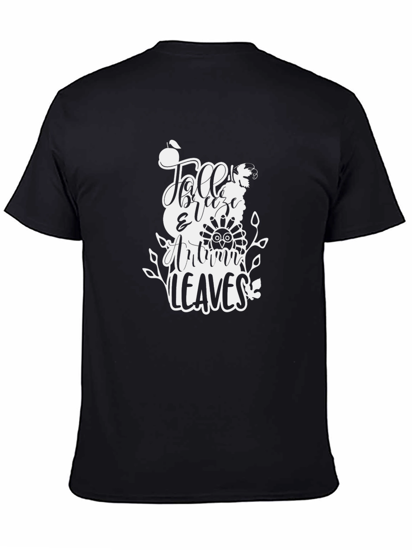 Camiseta Negra con Diseño de Otoño