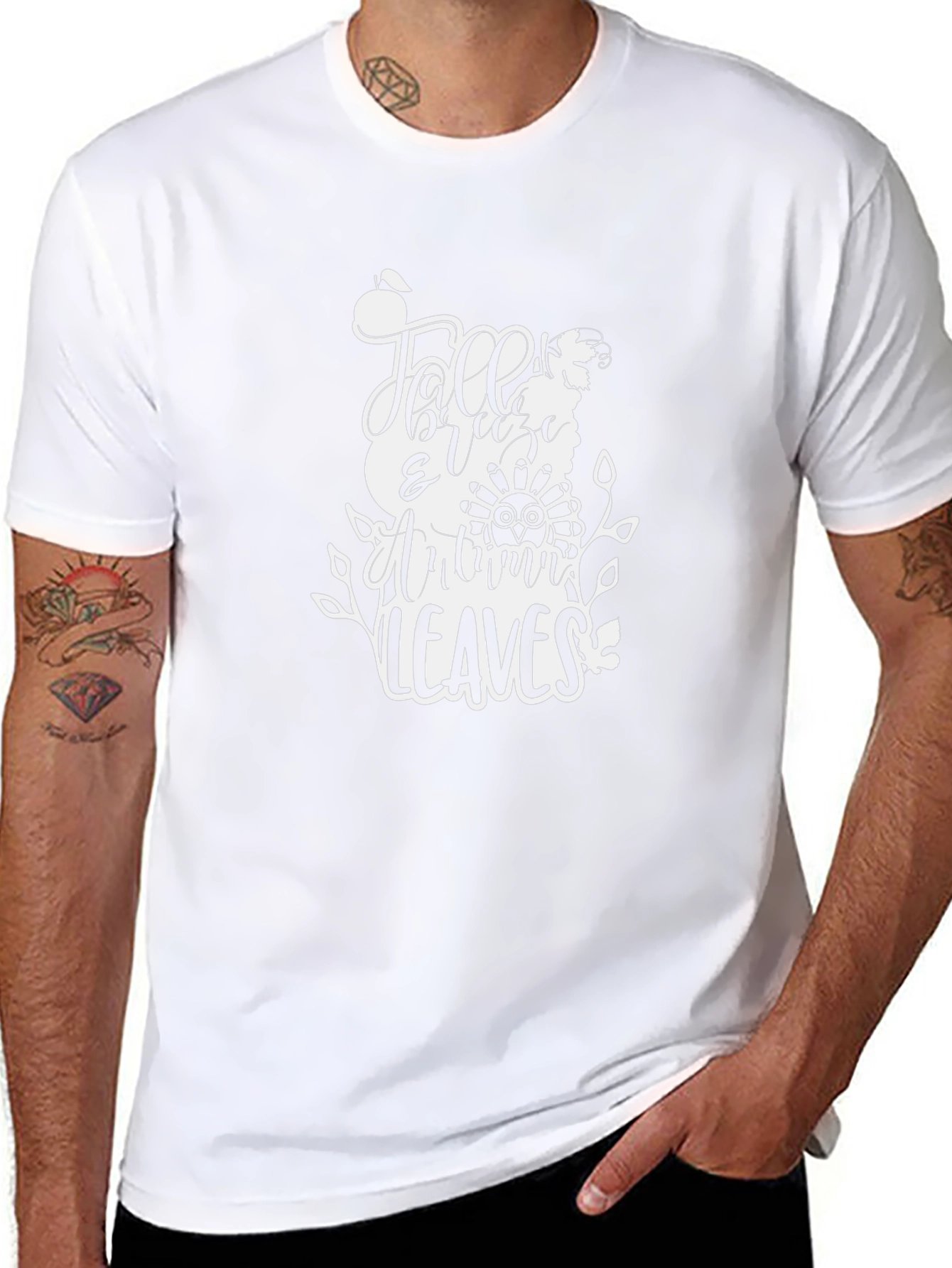 Camiseta Negra con Diseño de Otoño
