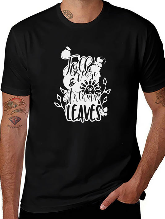 Camiseta Negra con Diseño de Otoño