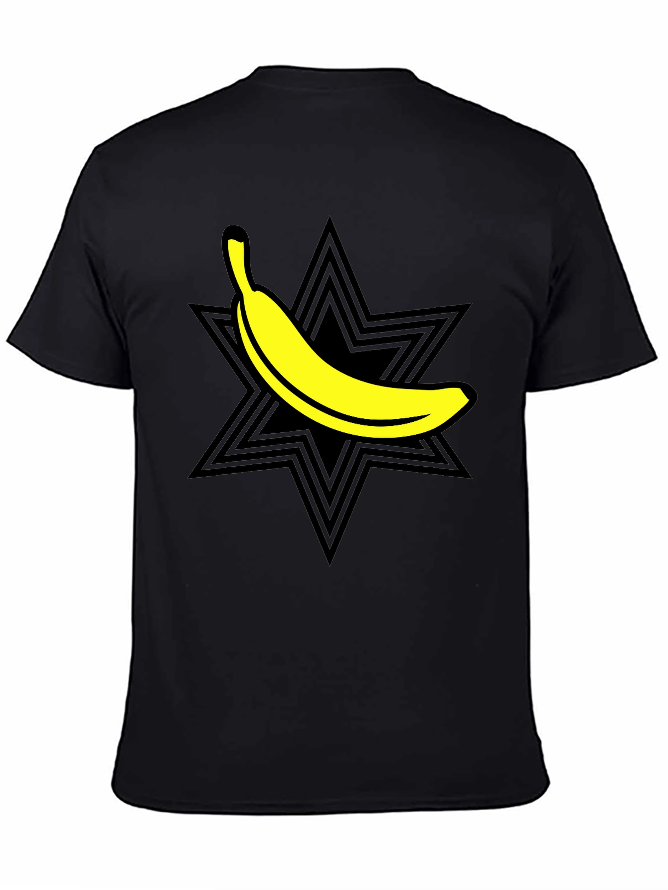 Camiseta Negra con Diseño de Plátano Estrella