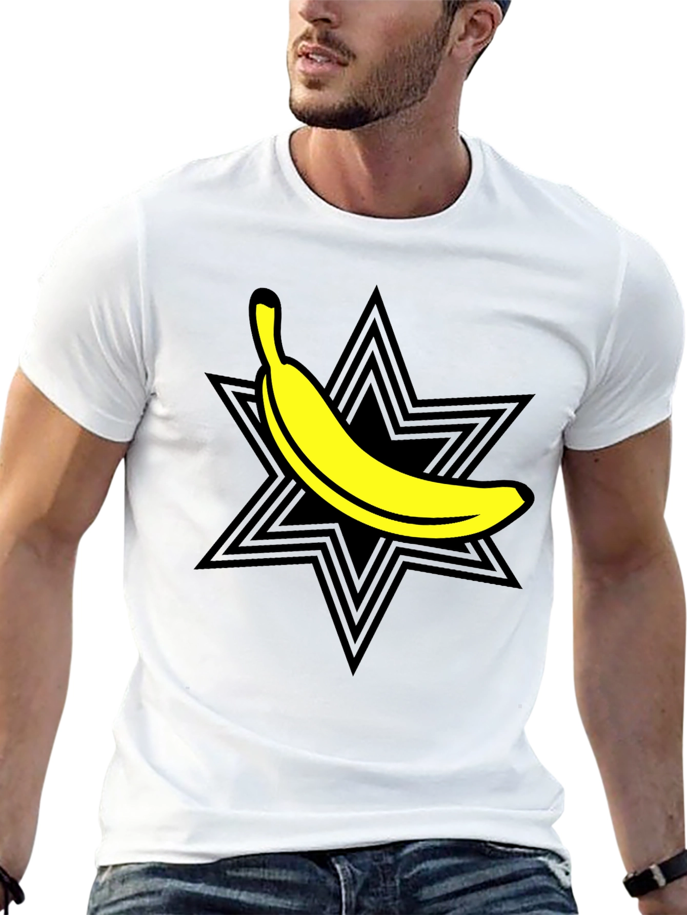 Camiseta Negra con Diseño de Plátano Estrella