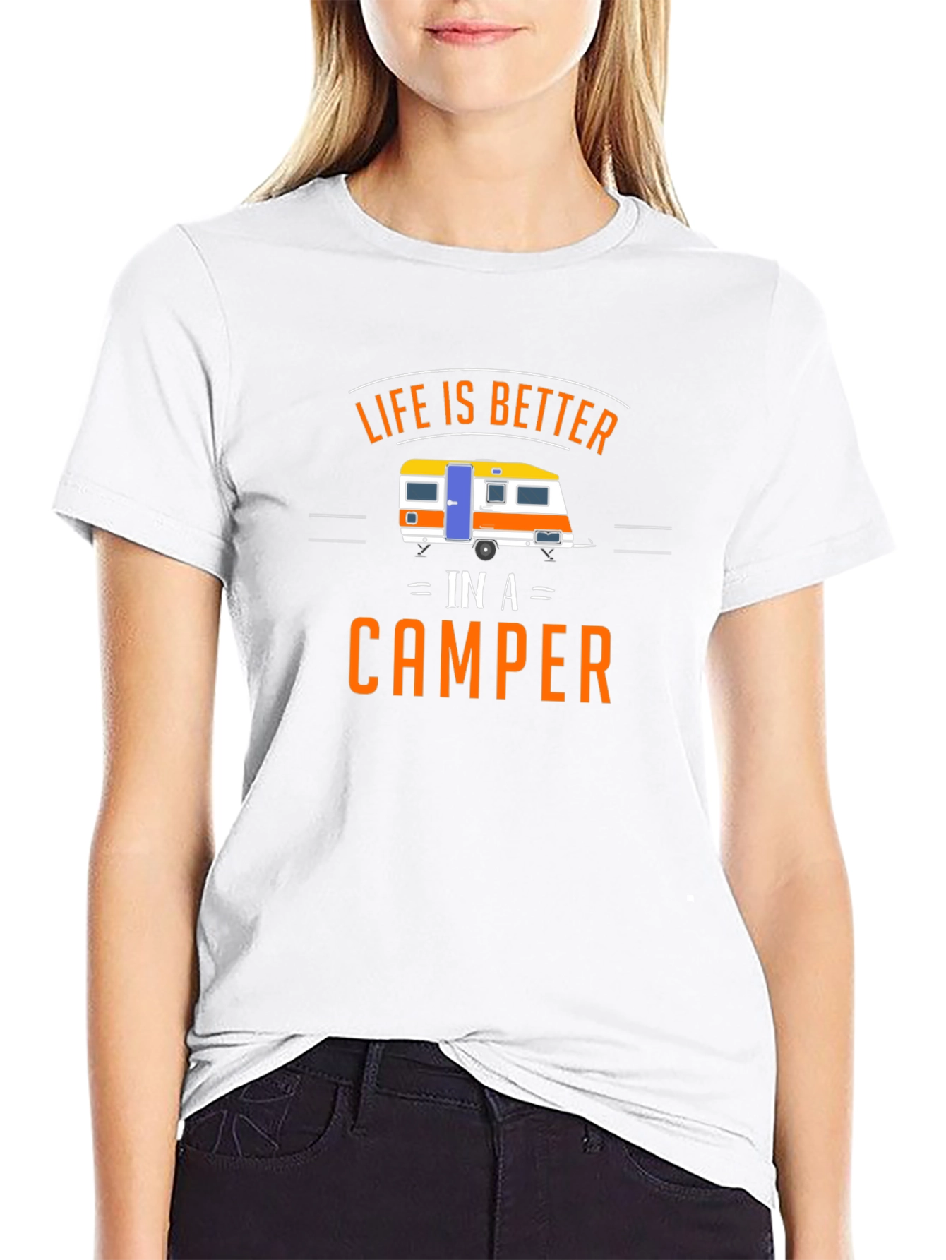 Camiseta Negra Life is Better in a Camper