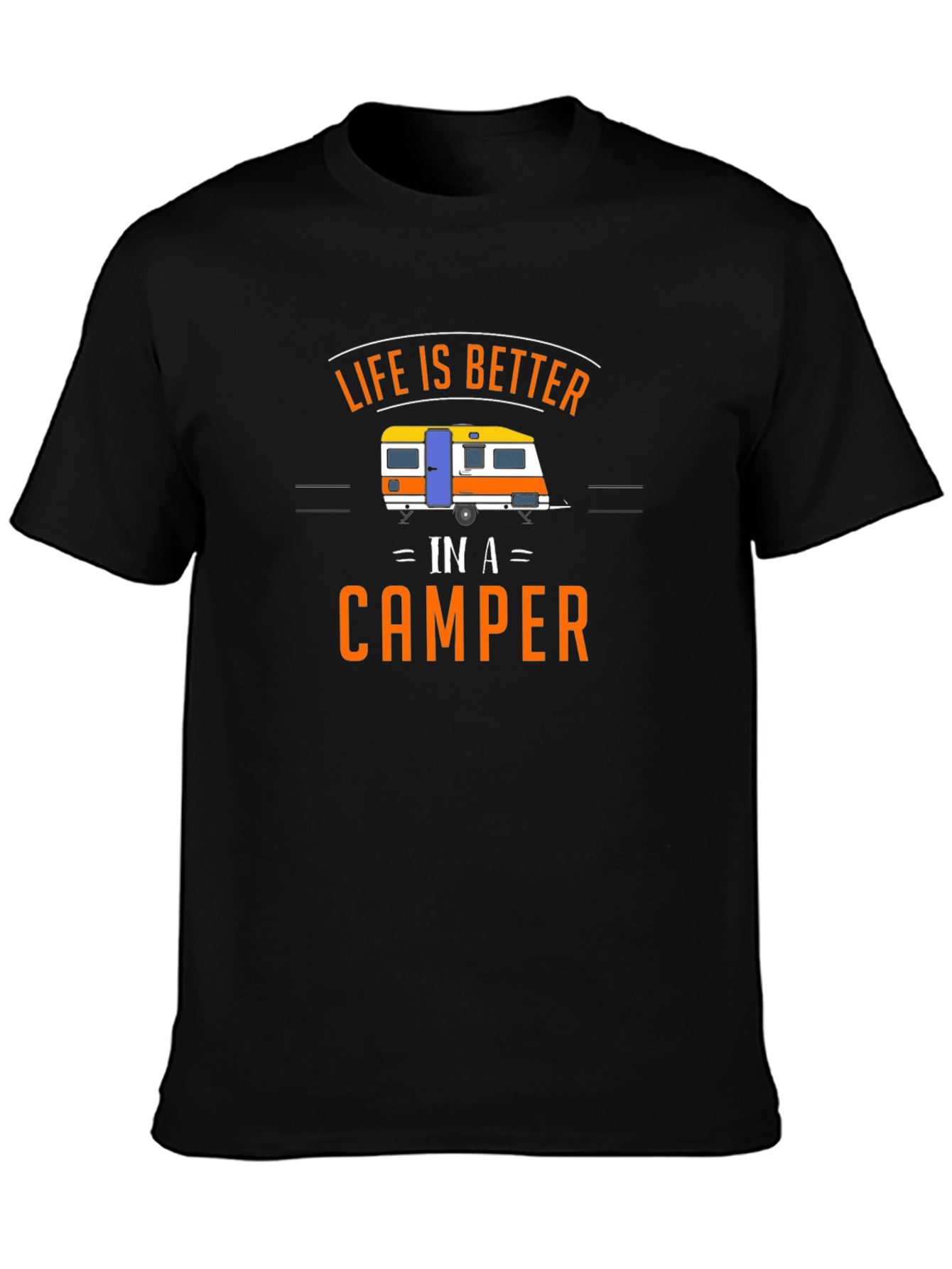 Camiseta Negra Life is Better in a Camper