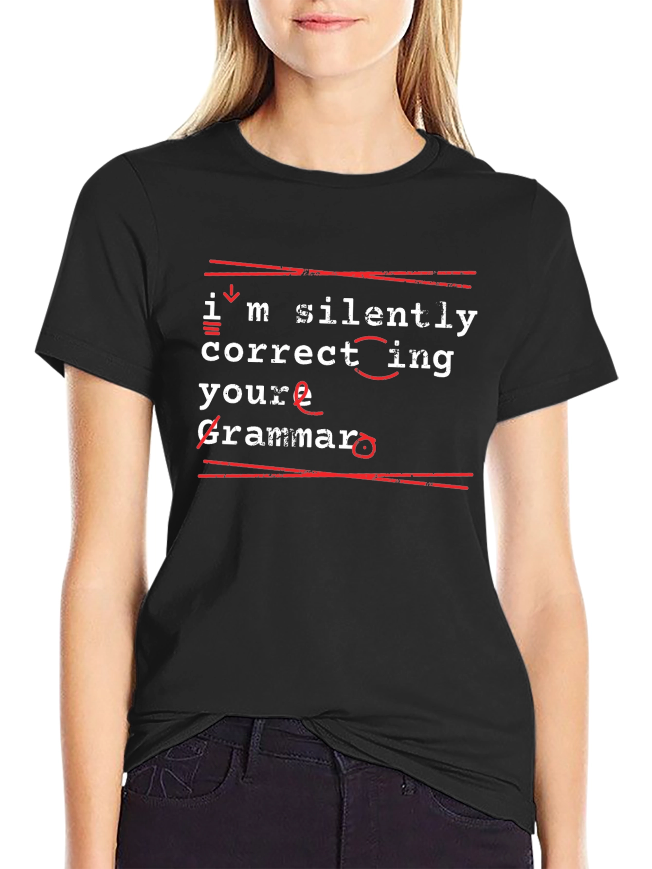 Camiseta Negra con Mensaje Gracioso de Gramática