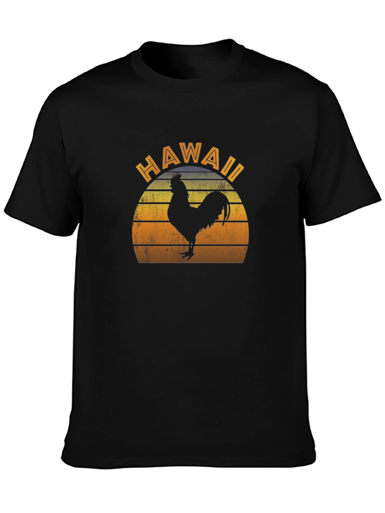 Camiseta Negra Hawaii Rooster Retro