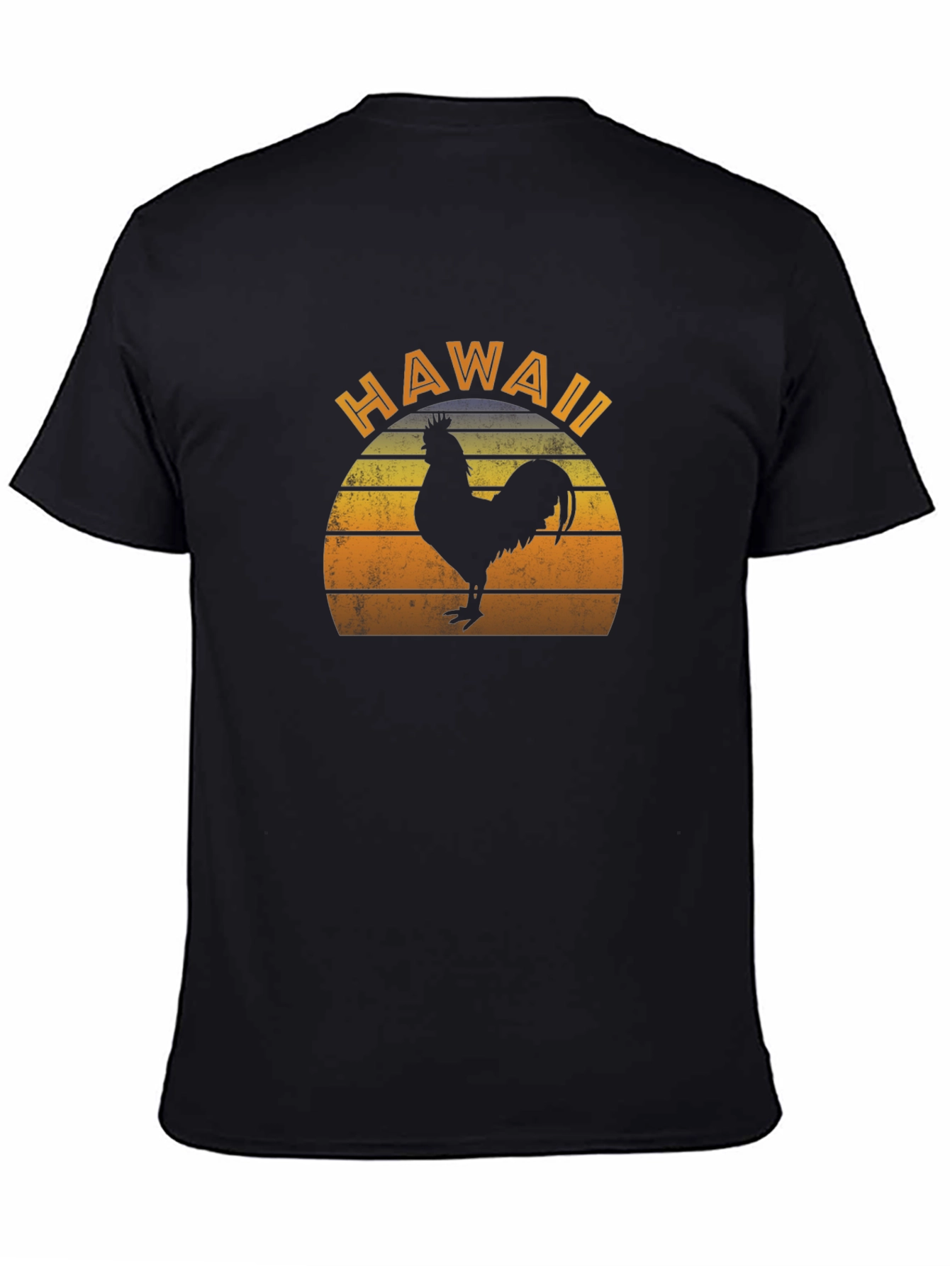 Camiseta Negra Hawaii Rooster Retro