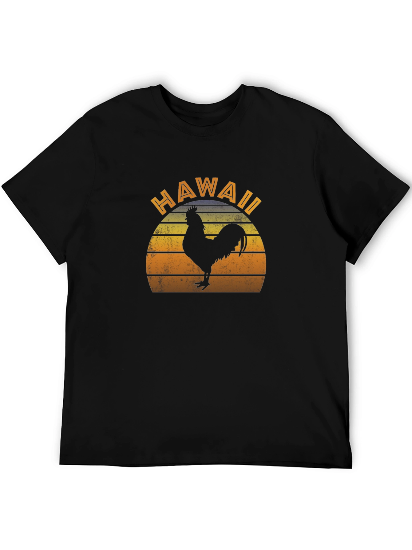 Camiseta Negra Hawaii Rooster Retro