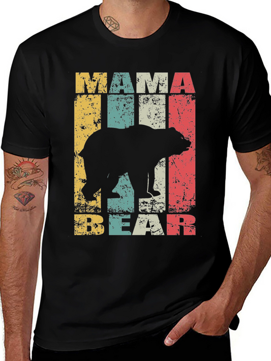 Camiseta Negra Mama Bear Estilo Vintage