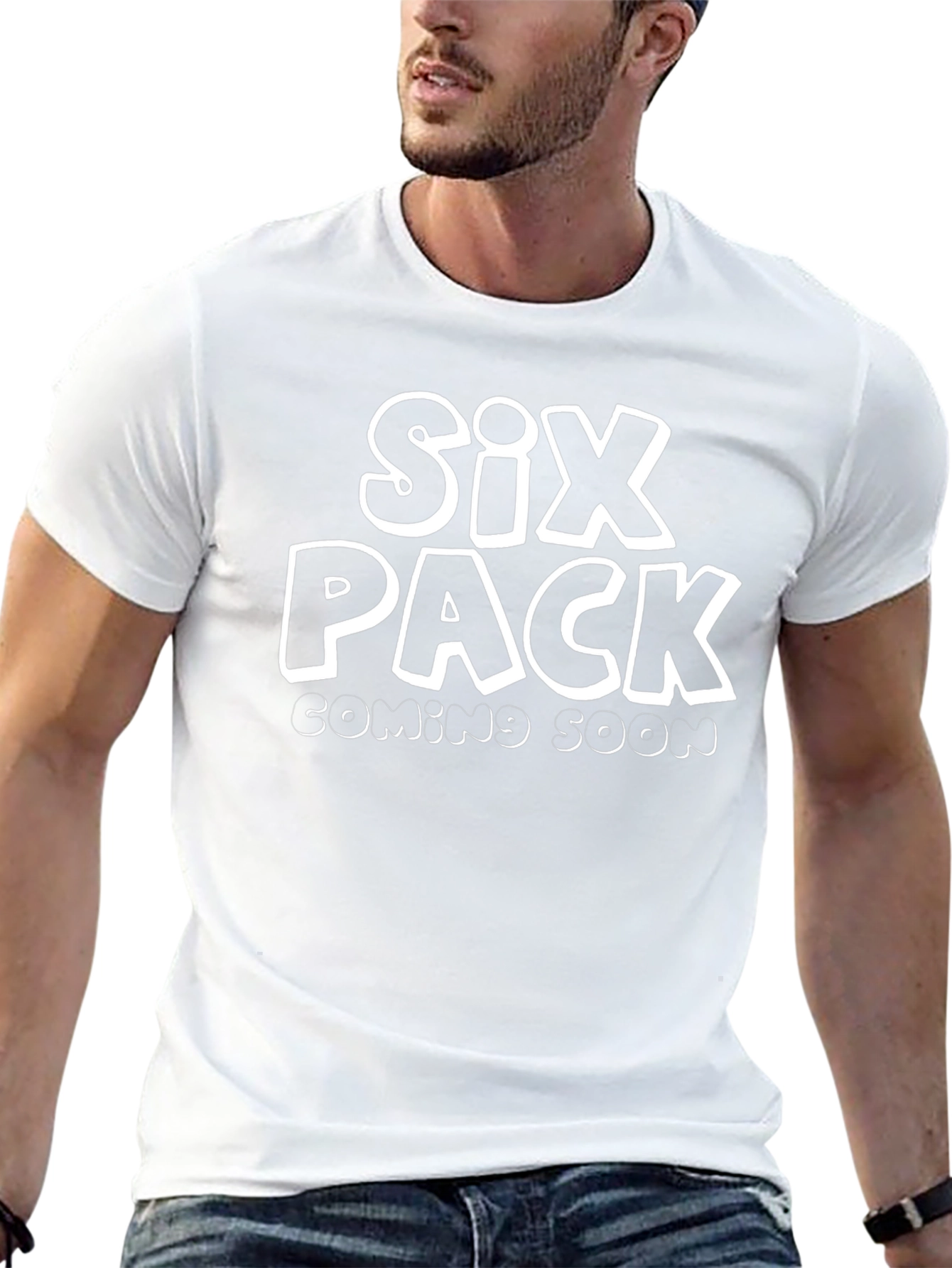 Camiseta Hombre Negra - Six Pack Coming Soon