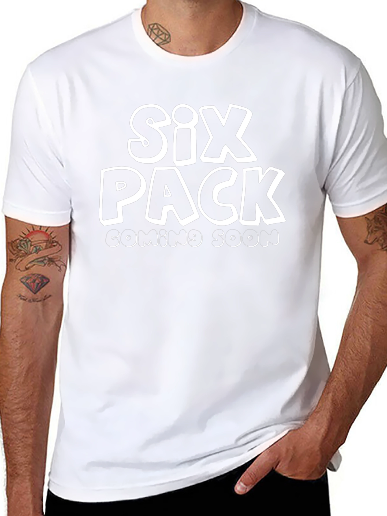 Camiseta Hombre Negra - Six Pack Coming Soon