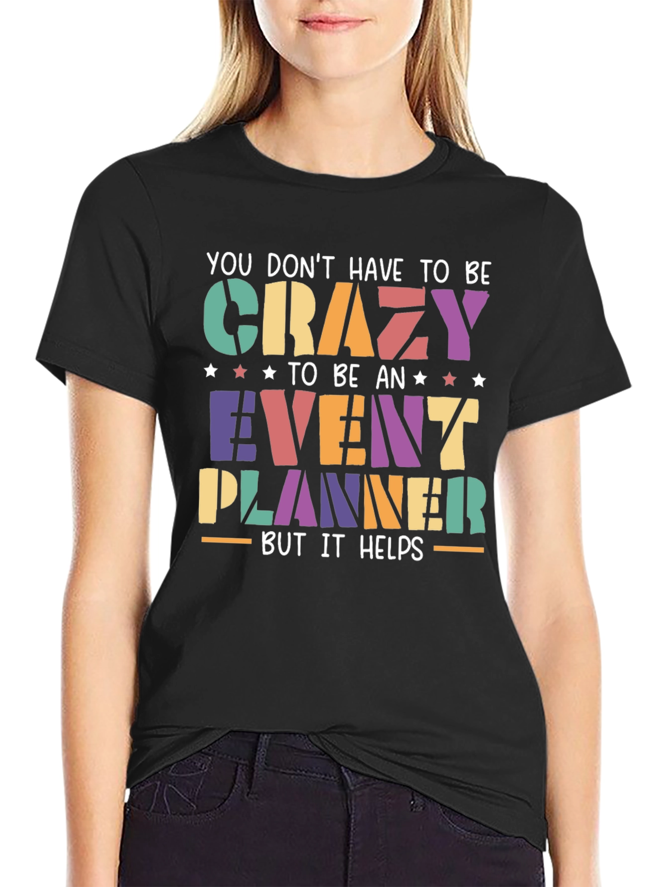 Camiseta Negra Event Planner Crazy
