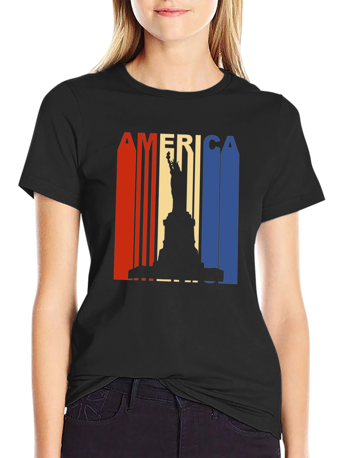 Camiseta Negra América Estatua Libertad