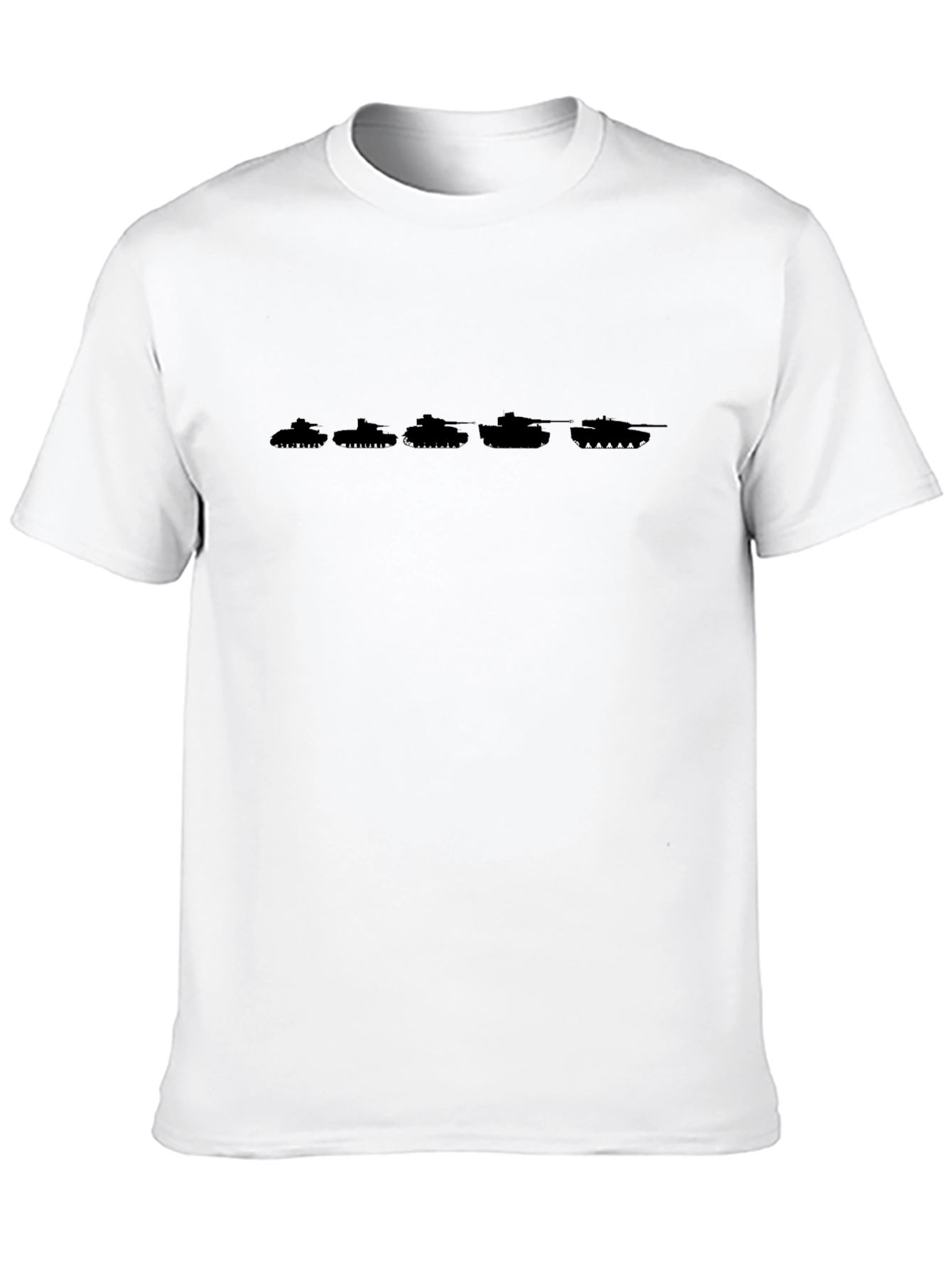 Camiseta Negra con Silueta de Tanques en Fila
