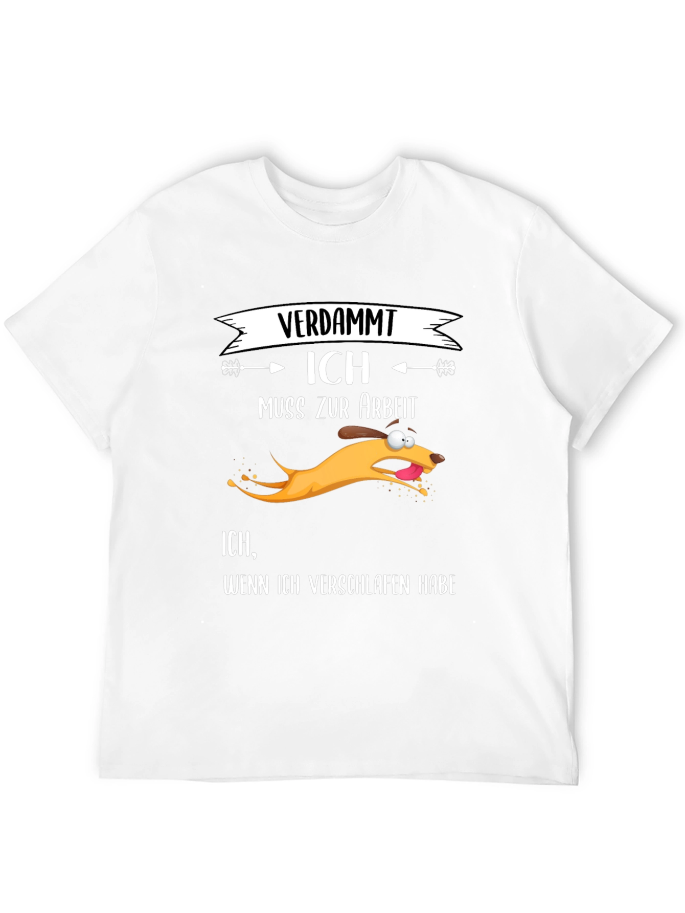 Camiseta Negra con Diseño Divertido de Perro Apurado