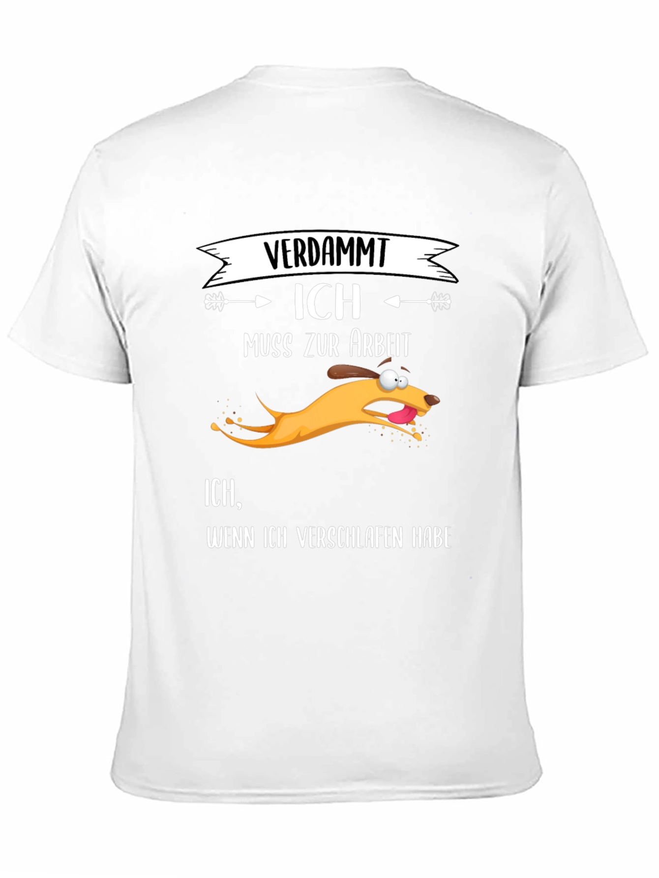 Camiseta Negra con Diseño Divertido de Perro Apurado