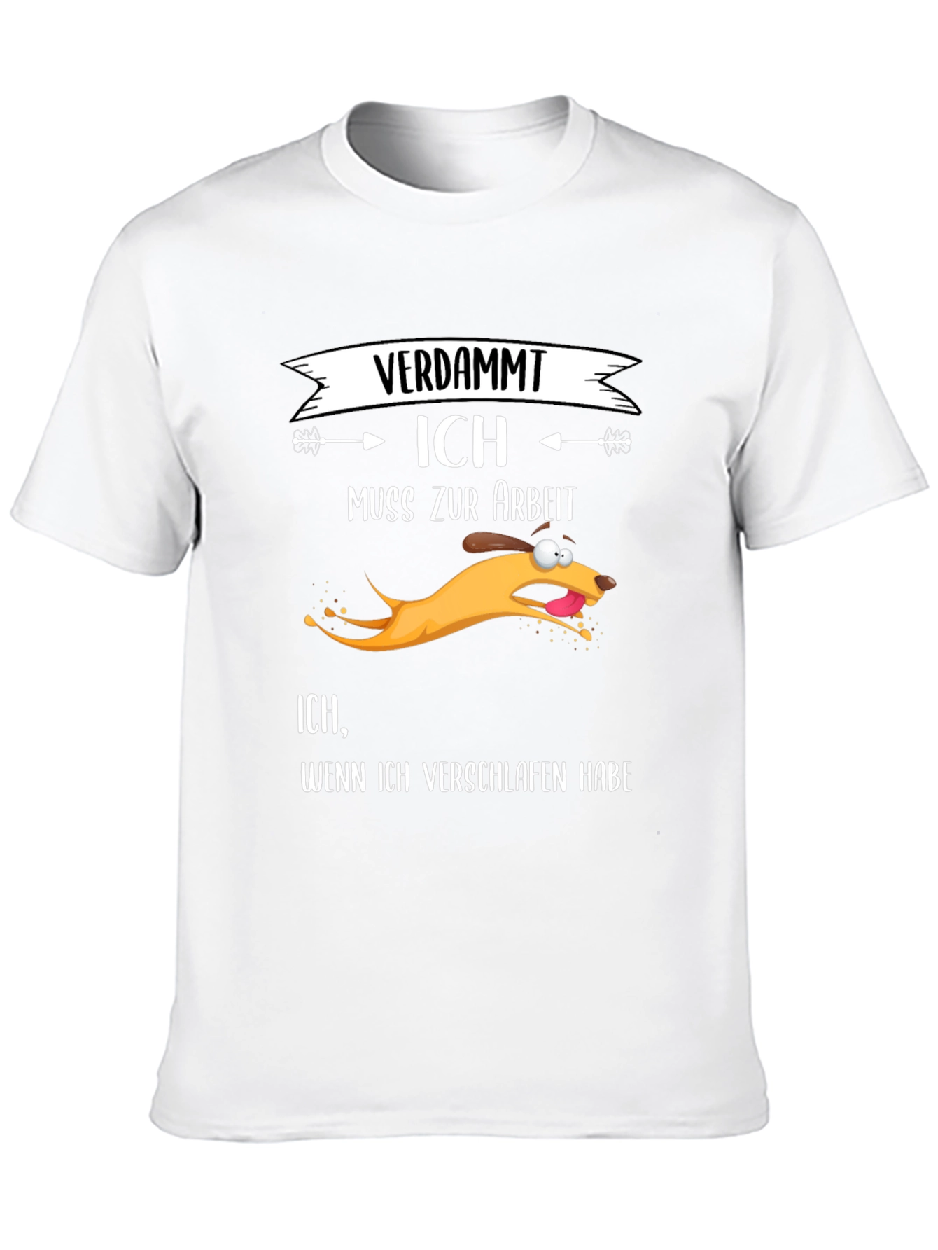 Camiseta Negra con Diseño Divertido de Perro Apurado