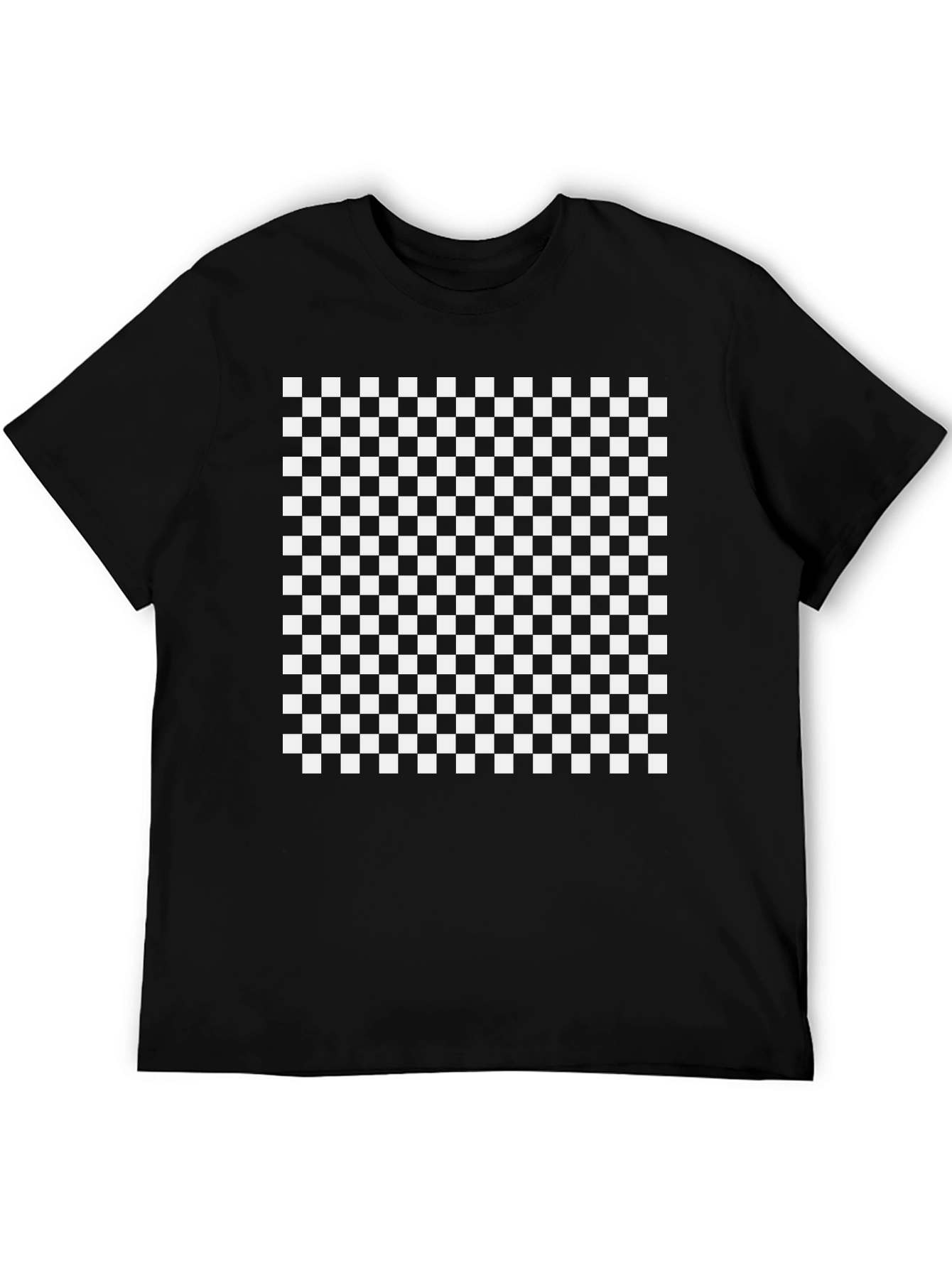 Camiseta Negra Estampado Damero Blanco/Negro