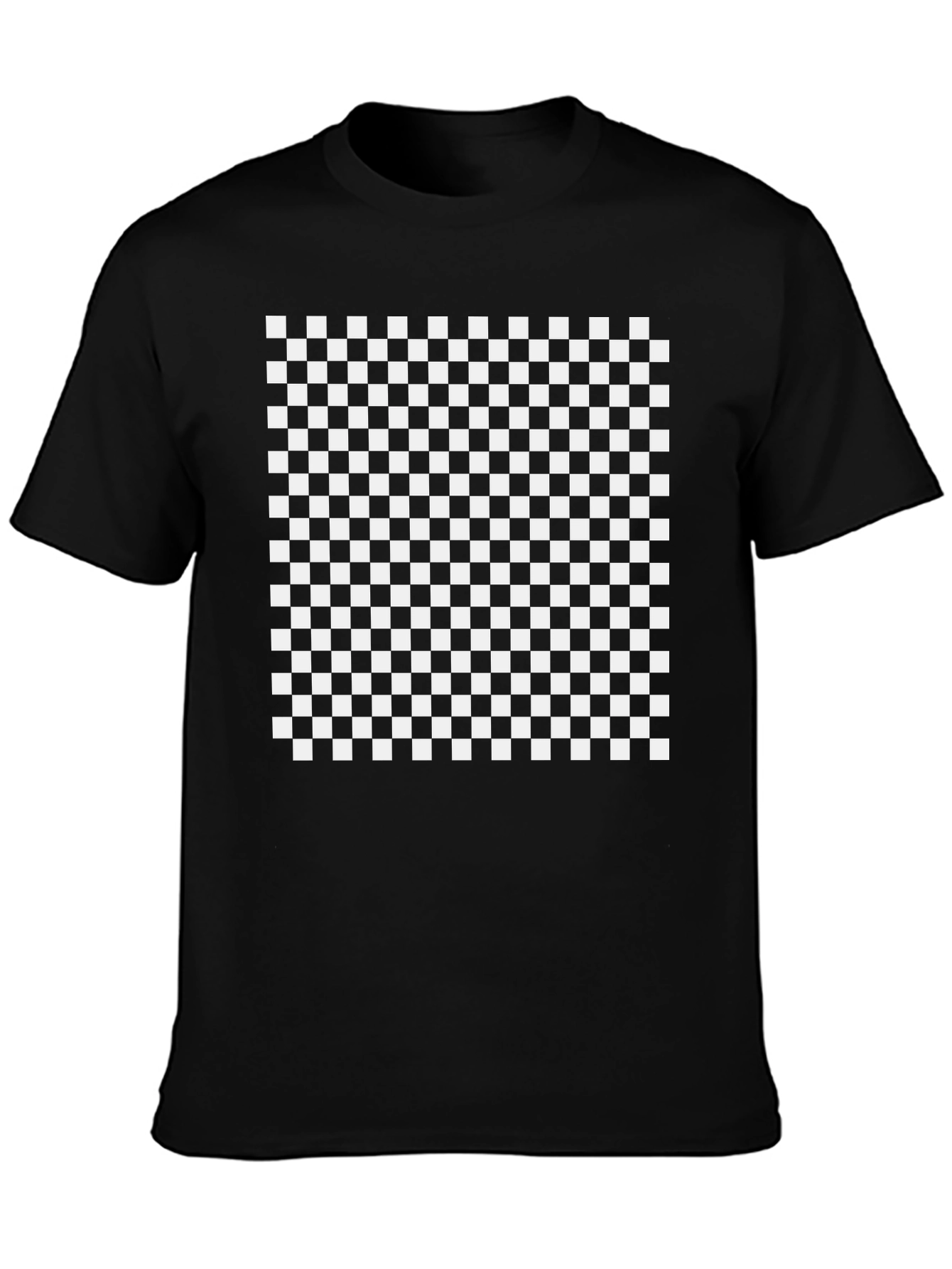 Camiseta Negra Estampado Damero Blanco/Negro
